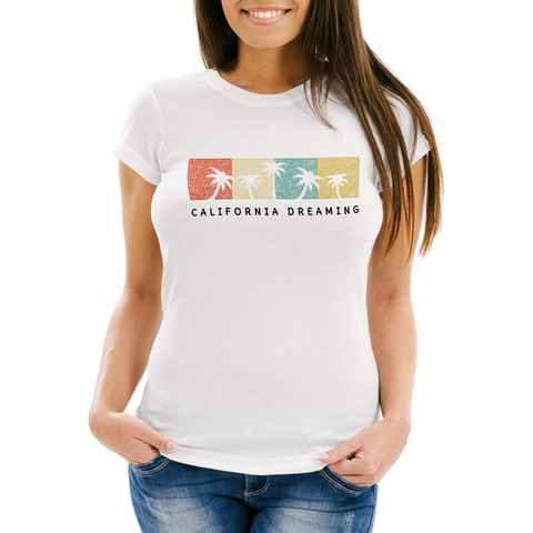 Neverless Print-Shirt Damen T-Shirt California Dreaming Summer Party Palmen Palms Retro Neverless® mit Print