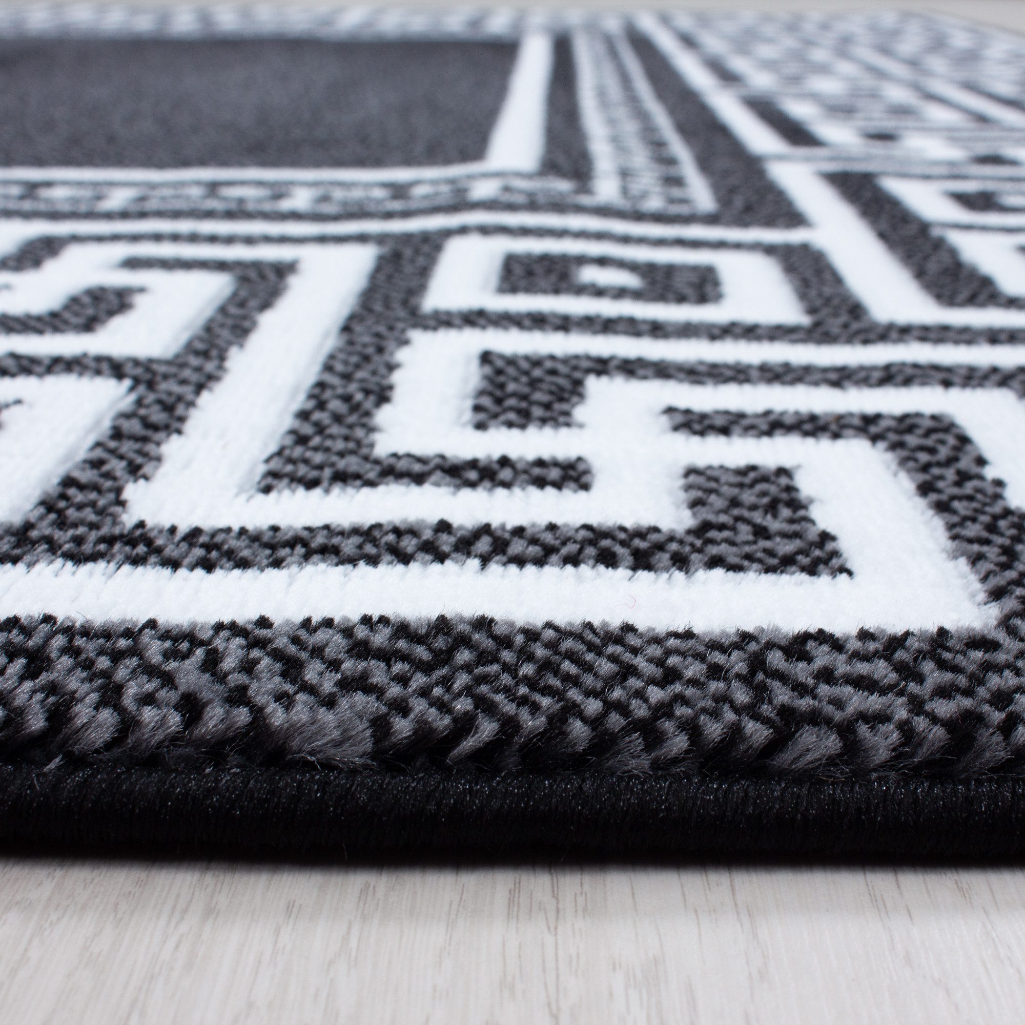 Carpettex Kurzflor-Bettumrandung Mäander-Design, Höhe 12 mm, günstig online kaufen