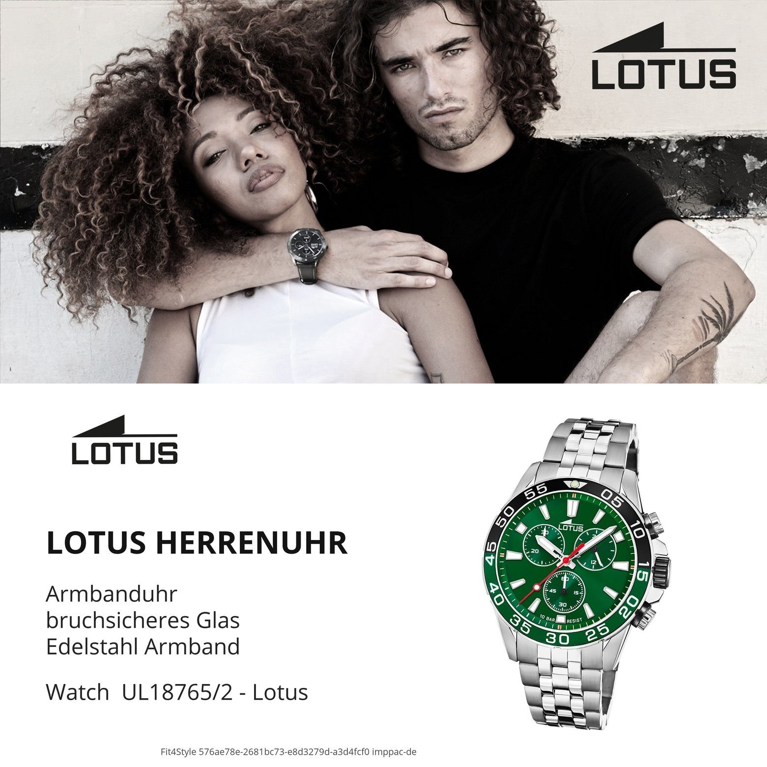 Herren Uhren Lotus Chronograph UL18765/2 Lotus Herren Armbanduhr Krohno 18765/2, Herrenuhr rund, groß (ca. 44mm), Edelstahl, Ede