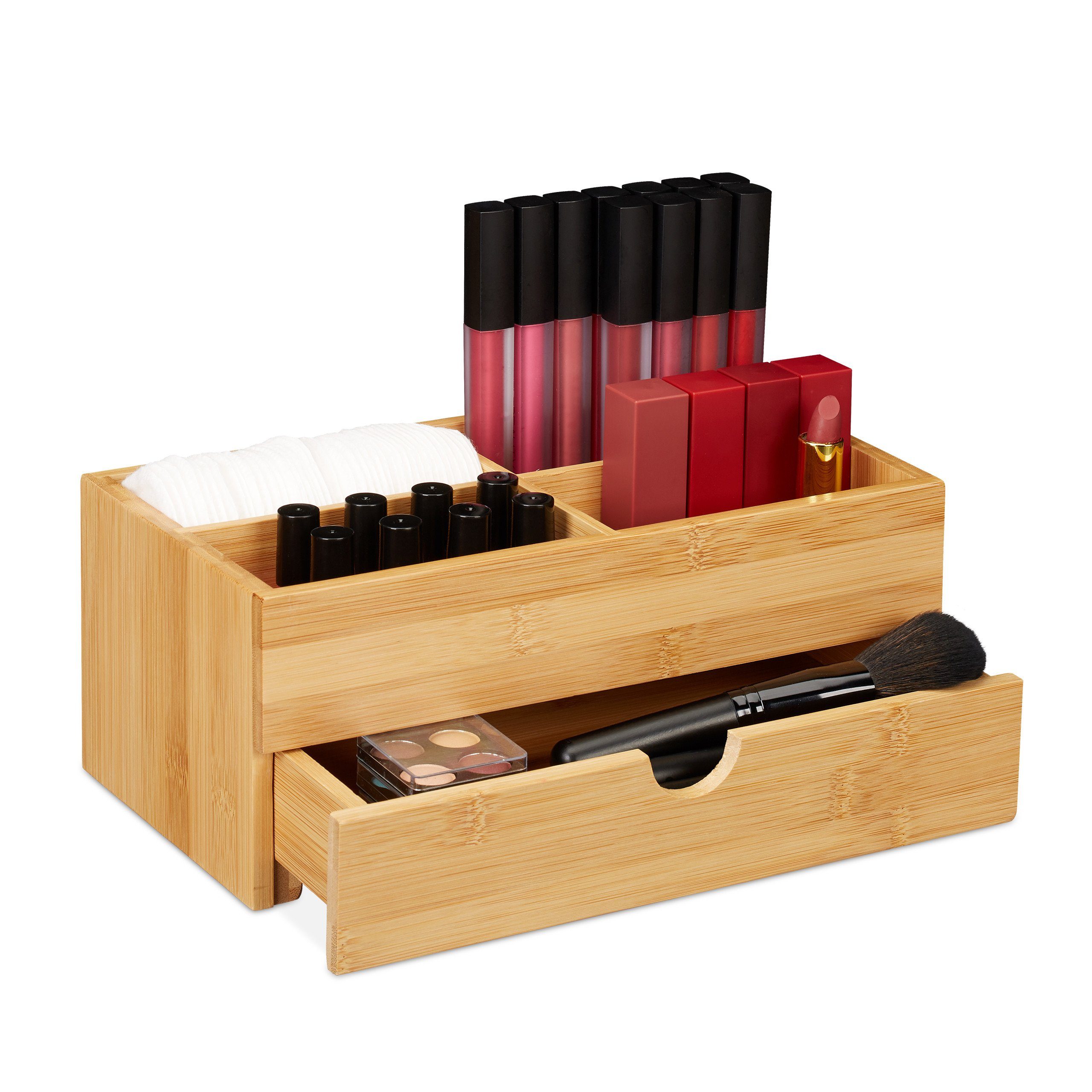 relaxdays Make-Up Organizer Bambus Kosmetik Organizer, 1-tlg
