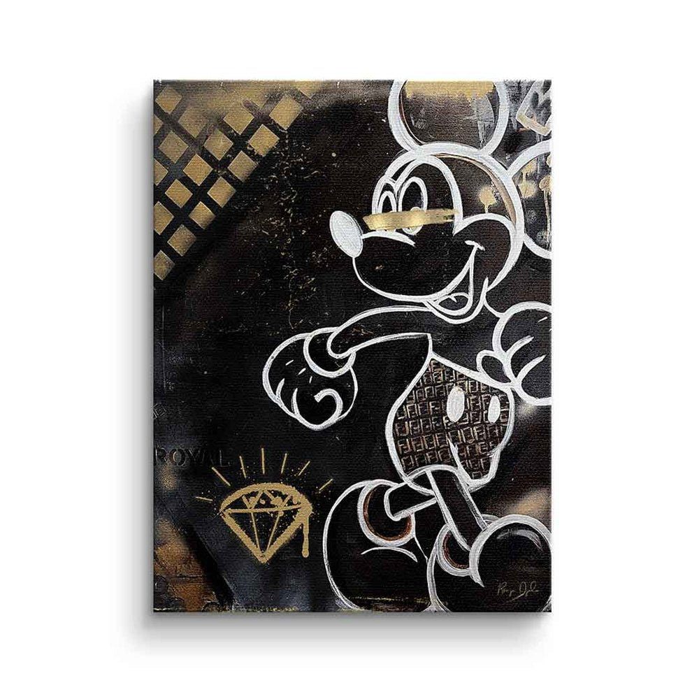 DOTCOMCANVAS® Leinwandbild Gold Walk, Leinwandbild Micky Maus Mickey Mouse schwarz elegant Graffiti Pop Art