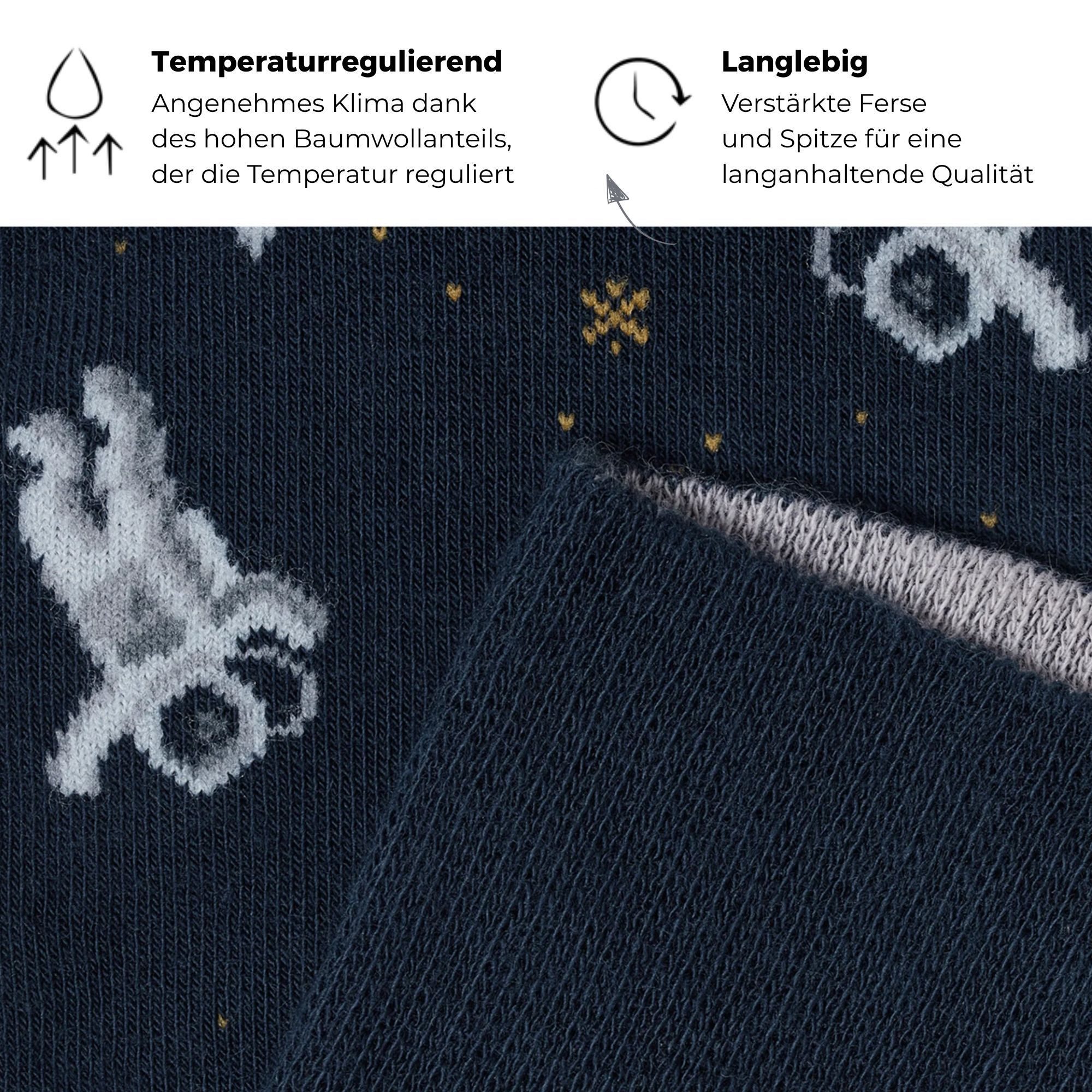 von Jungfeld Socken Space Icons Baumwoll-Mischung 35-46 Unisex (1-Paar, 1 Paar) Motivsocken aus Bio-Baumwolle