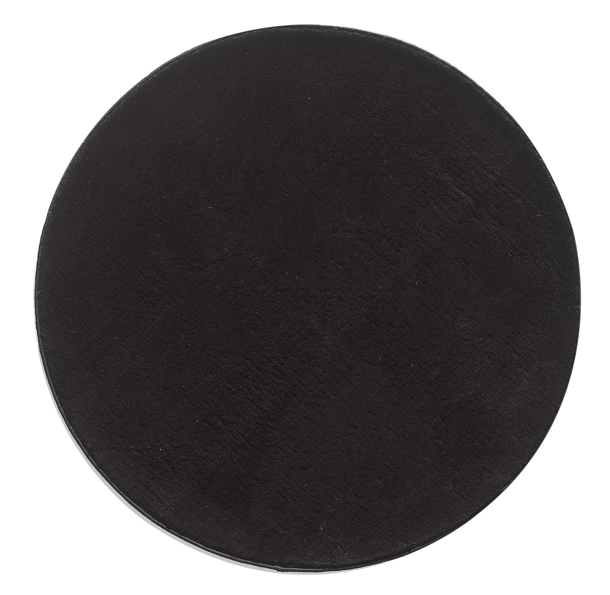 Fellteppich Unicolor - Einfarbig, Carpetsale24, Rund, Höhe: 25 mm, Teppich Rund Shaggy Wohnzimmer Einfarbig Plüsch Versch. Größen Farben Schwarz