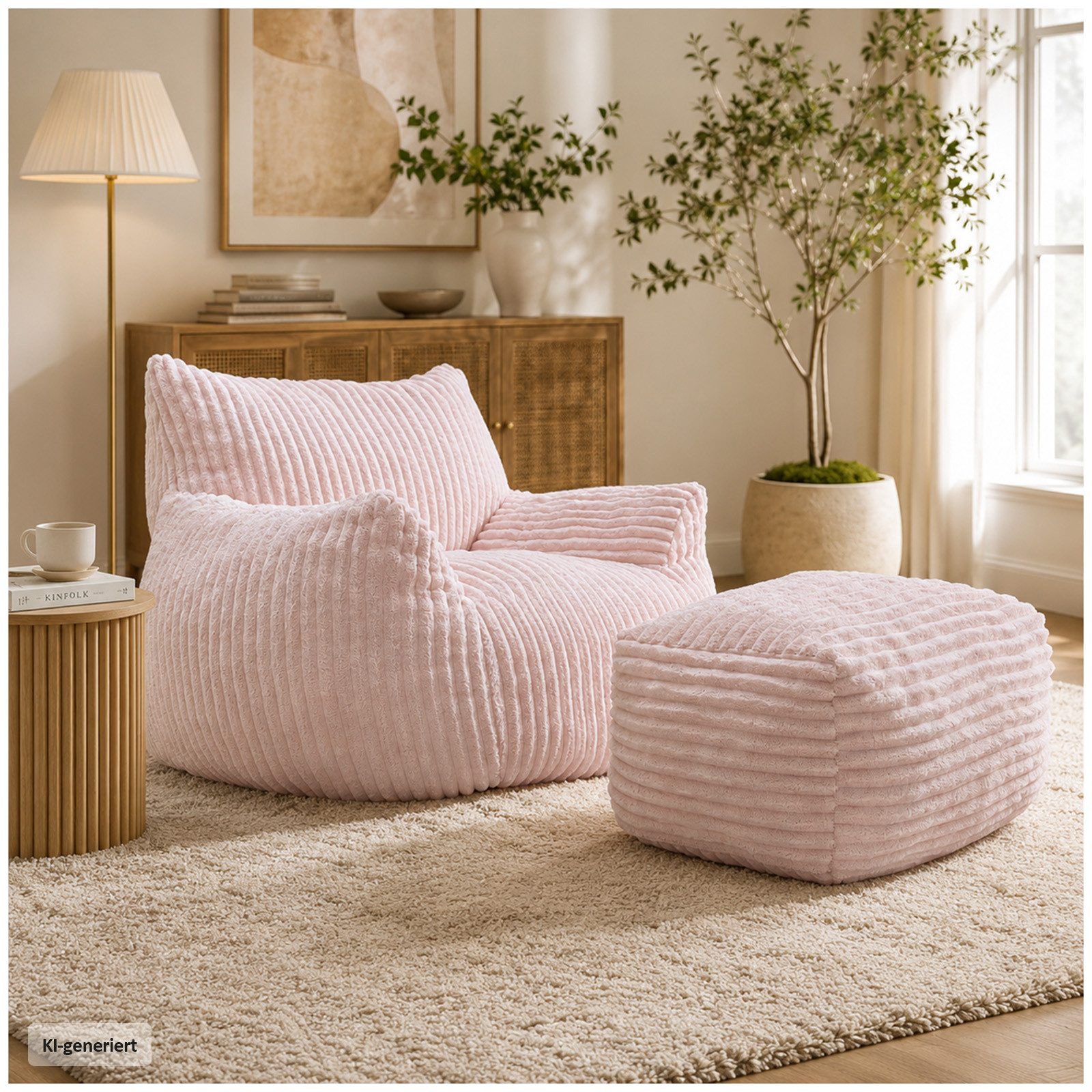 HTI-Living Loungesessel Polstersessel mit Hocker Rosa Sitzhöhe 40 cm (1 Stück, 2-St), gemütliche Sitzhöhe