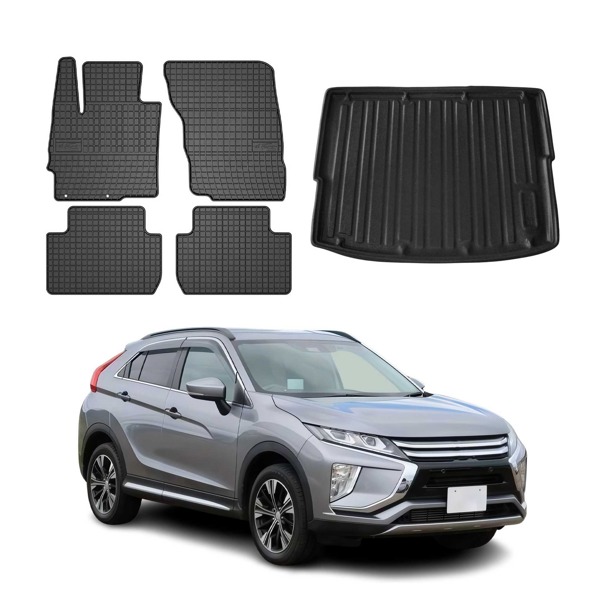 OMAC Auto-Fußmatten Kofferraumwanne Set für Mitsubishi Eclipse Cross 2018-2025 Gummi 5x (5 St), für Mitsubishi Eclipse Cross 2018-2025 Mitsubishi Eclipse Cross 2018-2025, Einfache Installation,Antirutsch,Leicht zu reinigen