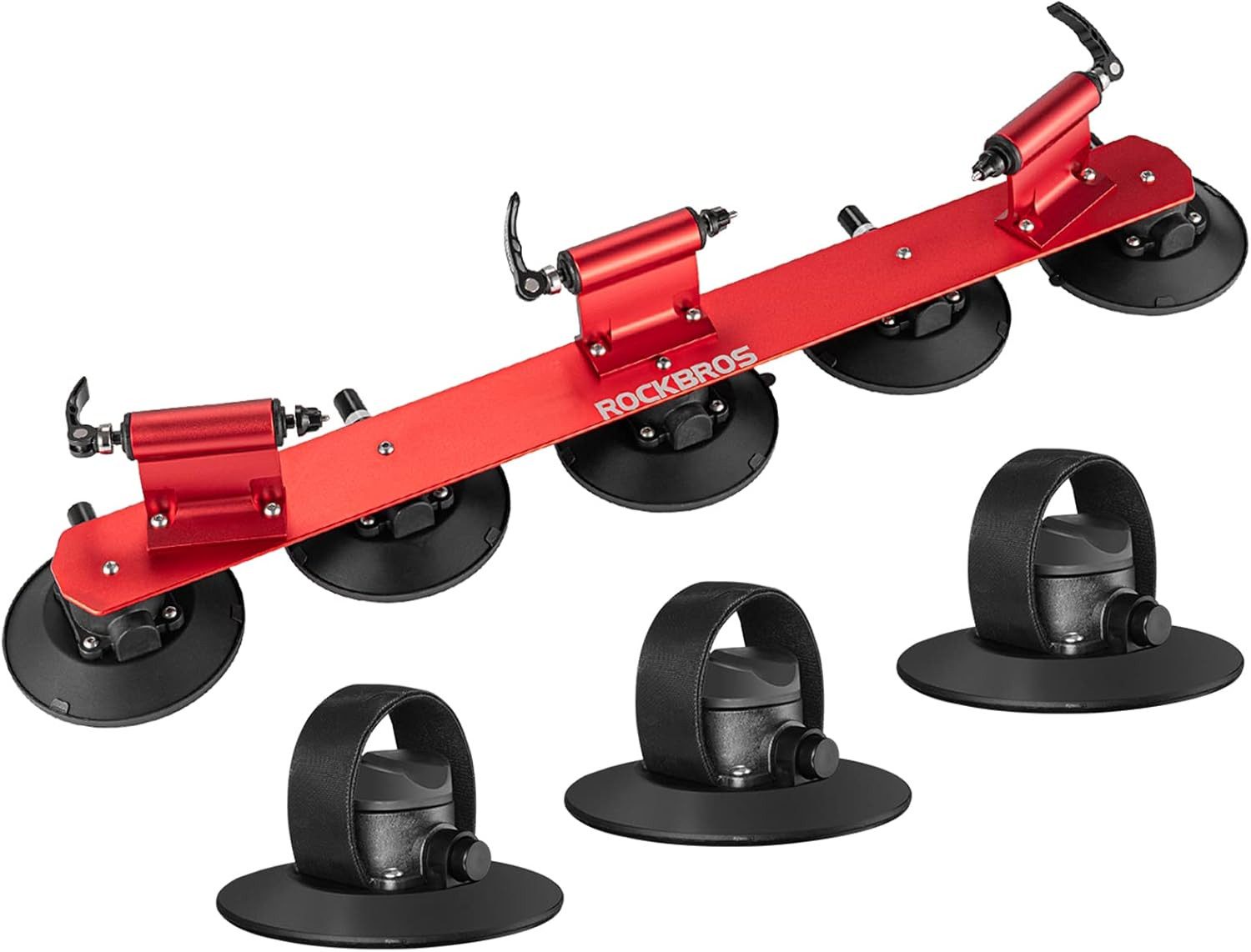 ROCKBROS Dachfahrradträger Fahrrad-Dachträger mit Saugnäpfen für 3 Räder Schnellmontage