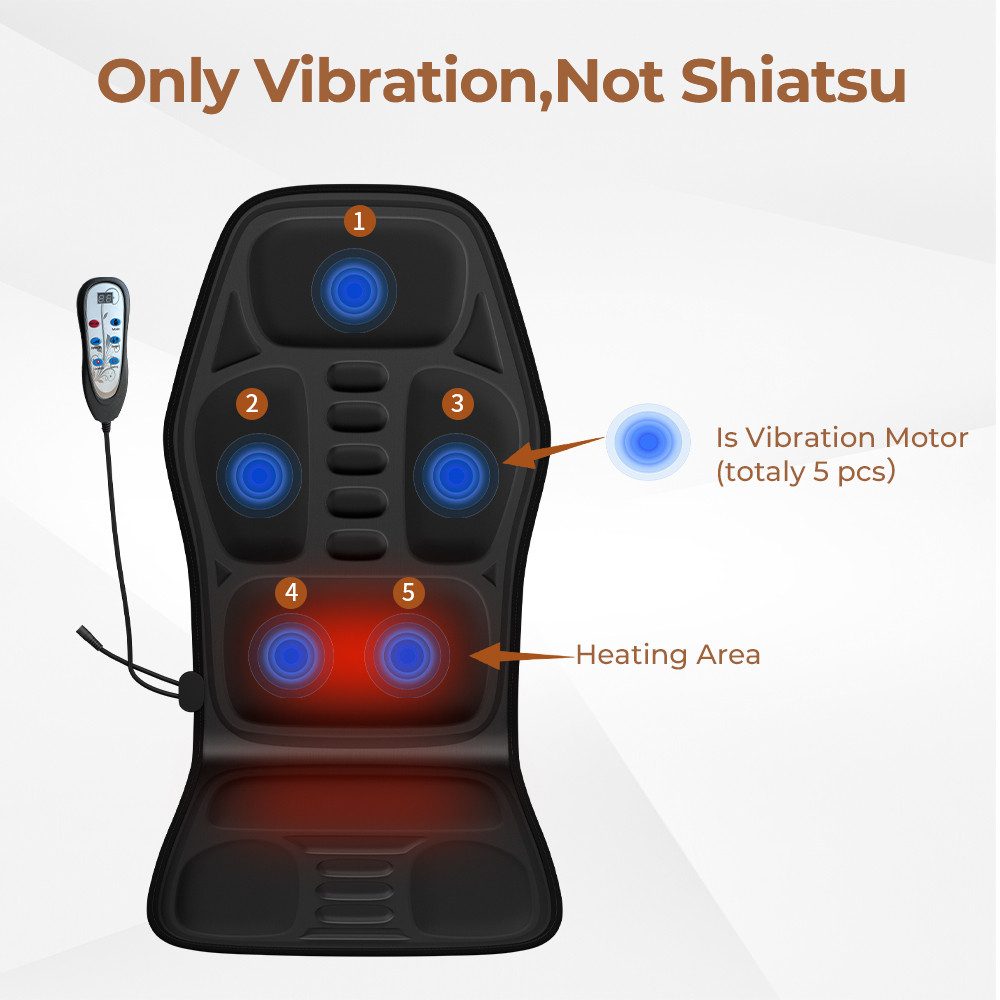 BBWL Massagesitzauflage 5 Zonen Vibration Wärmefunktion 9 Modi, Intensität verstellbar, Intensität verstellbar Polyester Sitzauflage Rücken Nacken