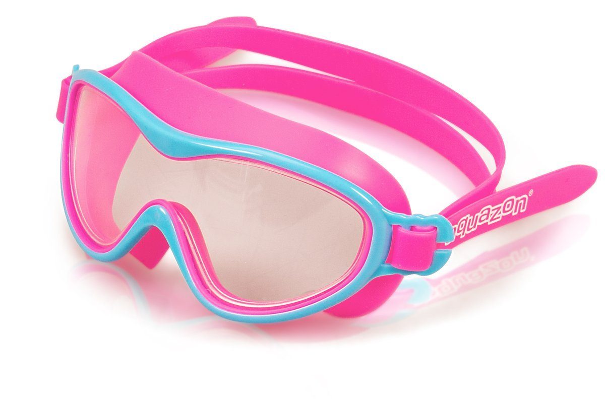 AQUAZON Taucherbrille WAVE Junior Kinder Schwimmbrille, Schnorchelbrille, 3-7 Jahre Pink blau