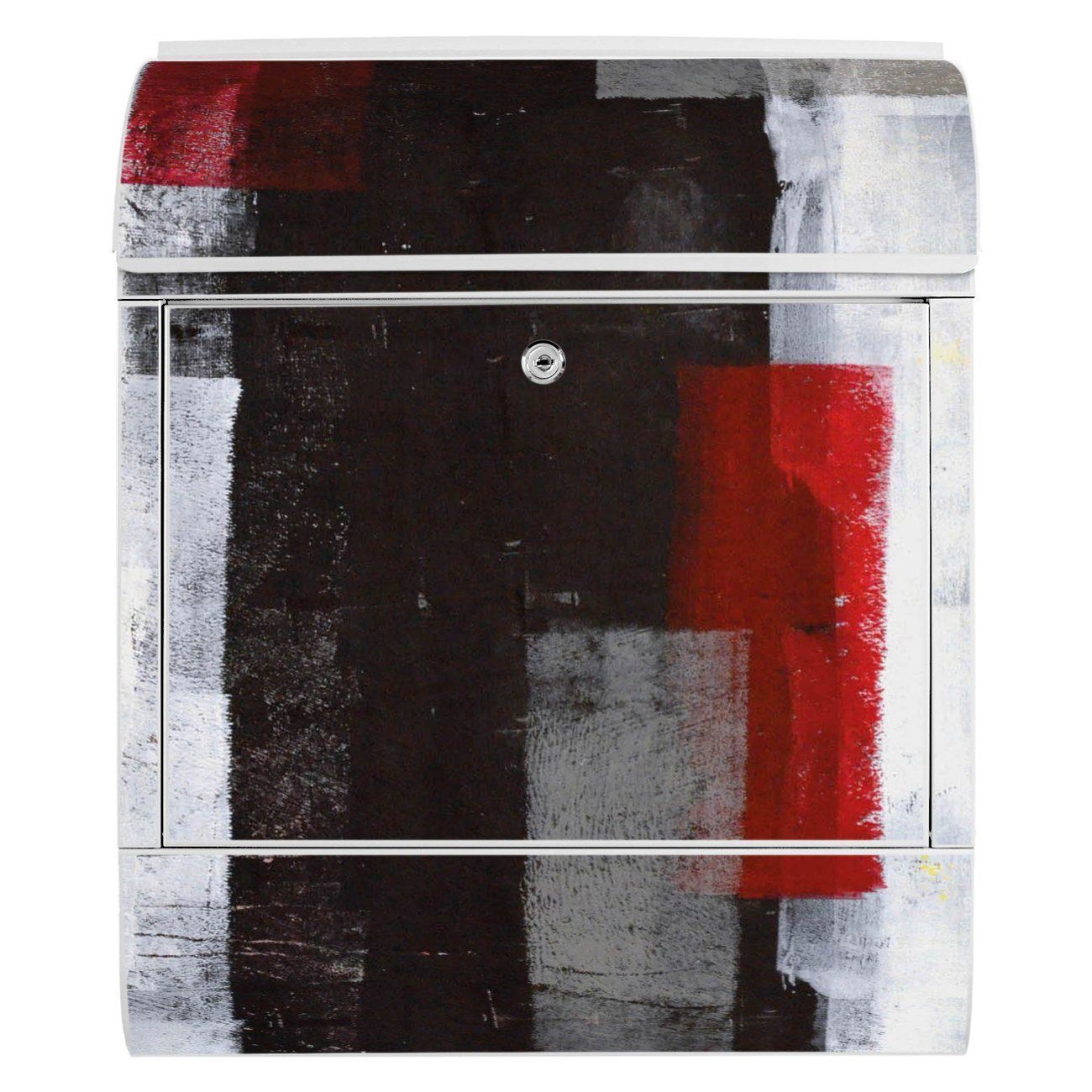 x weiß Zeitungsfach), x 39 Wandbriefkasten mit banjado Abstrakt pulverbeschichtet, 14cm (Wandbriefkasten witterungsbeständig, Rot Stahl 47