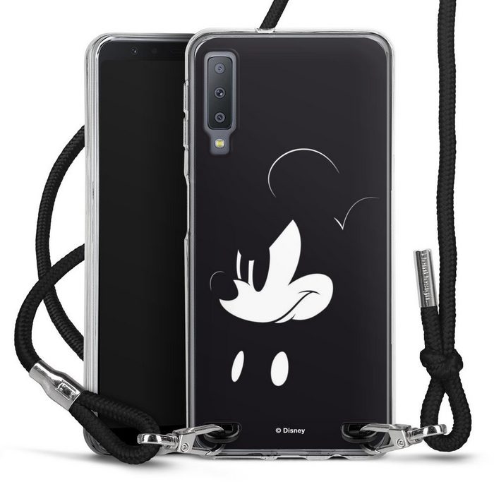 DeinDesign Handyhülle Mickey Mouse Offizielles Lizenzprodukt Disney Mickey Mouse - Mad Samsung Galaxy A7 (2018) Handykette Hülle mit Band Case zum Umhängen