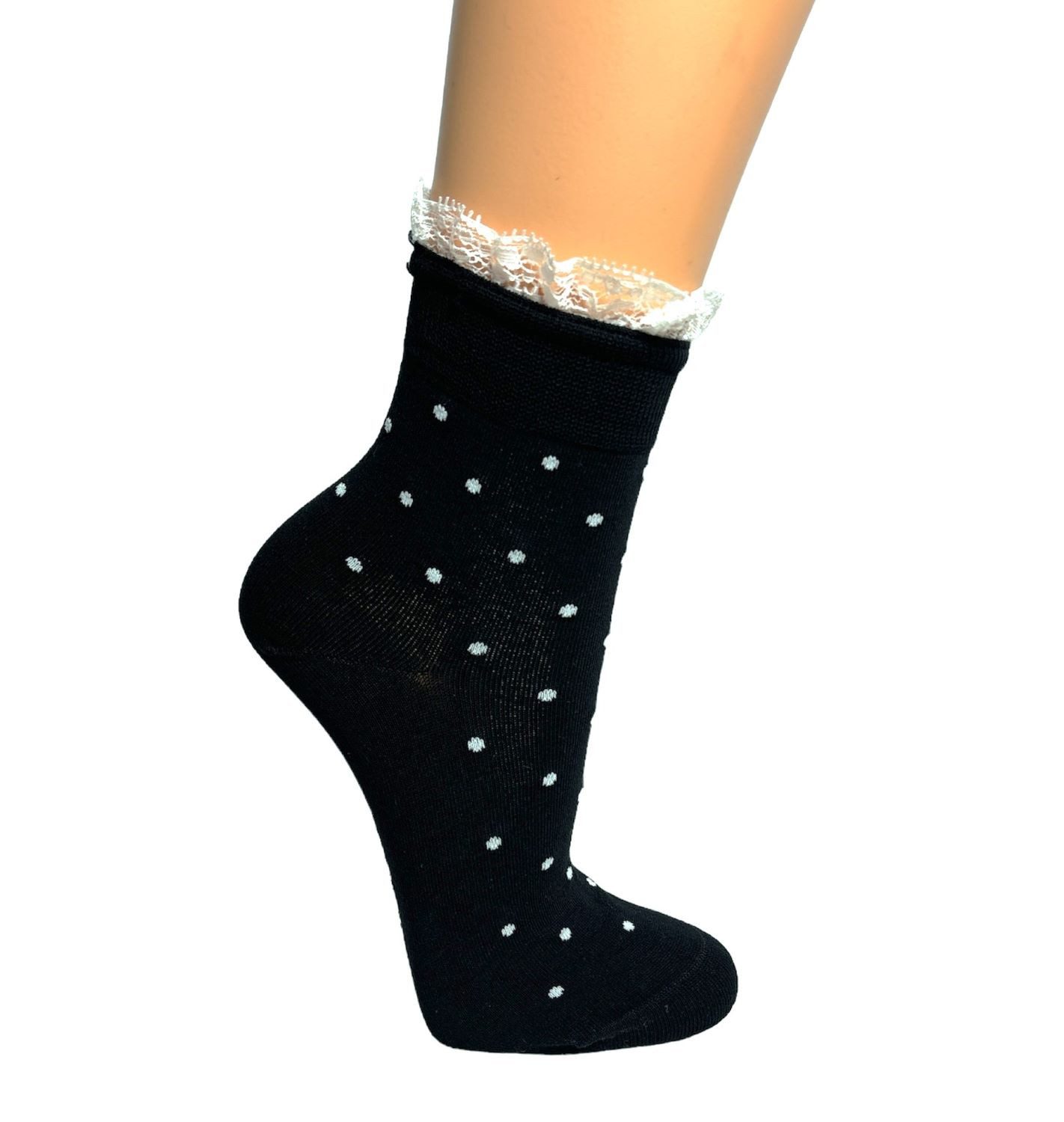 Riese Komfortsocken RS Komfortsocken mit Rüschenrand (Packung, 3 Paar) Pünktchen, Spitze