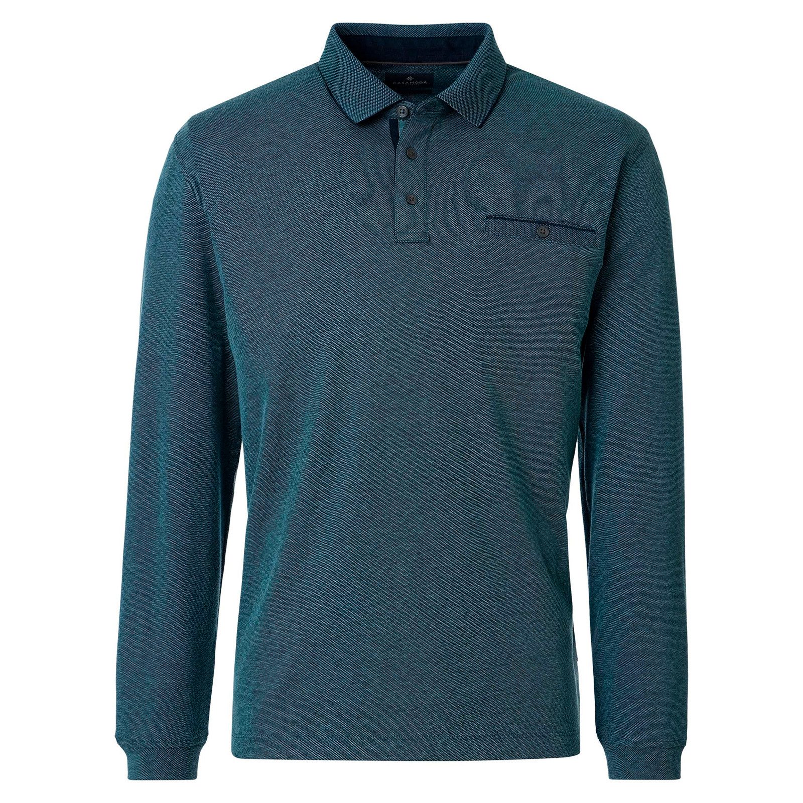 CASAMODA Langarm-Poloshirt CasaModa Übergrößen Langarm-Poloshirt petrol melange