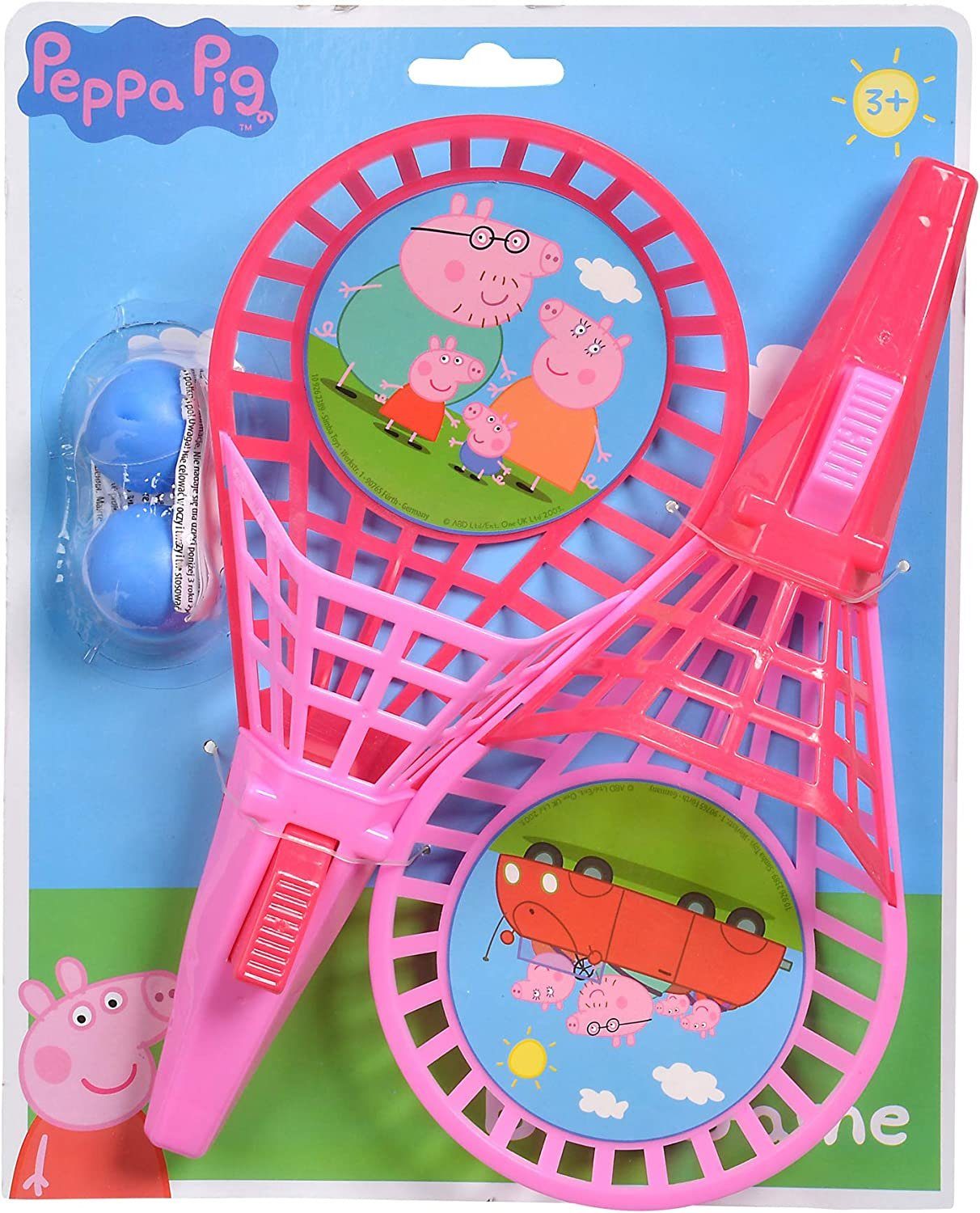 SIMBA Spielesammlung Simba - Peppa Pig Fangspiel Kinder Strand Garten, 2 Fangkörbe je 27 cm, 2 Bälle