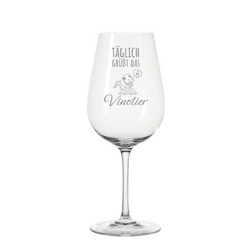 KS Laserdesign Weißweinglas Leonardo Weinglas mit Gravur ''täglich grüßt das Vinotier''- witzige Geschenke für Frauen & Männer, beste Freunde & Freundinnen, Weinliebhaber, Geburtstag, TEQTON Glas, Lasergravur