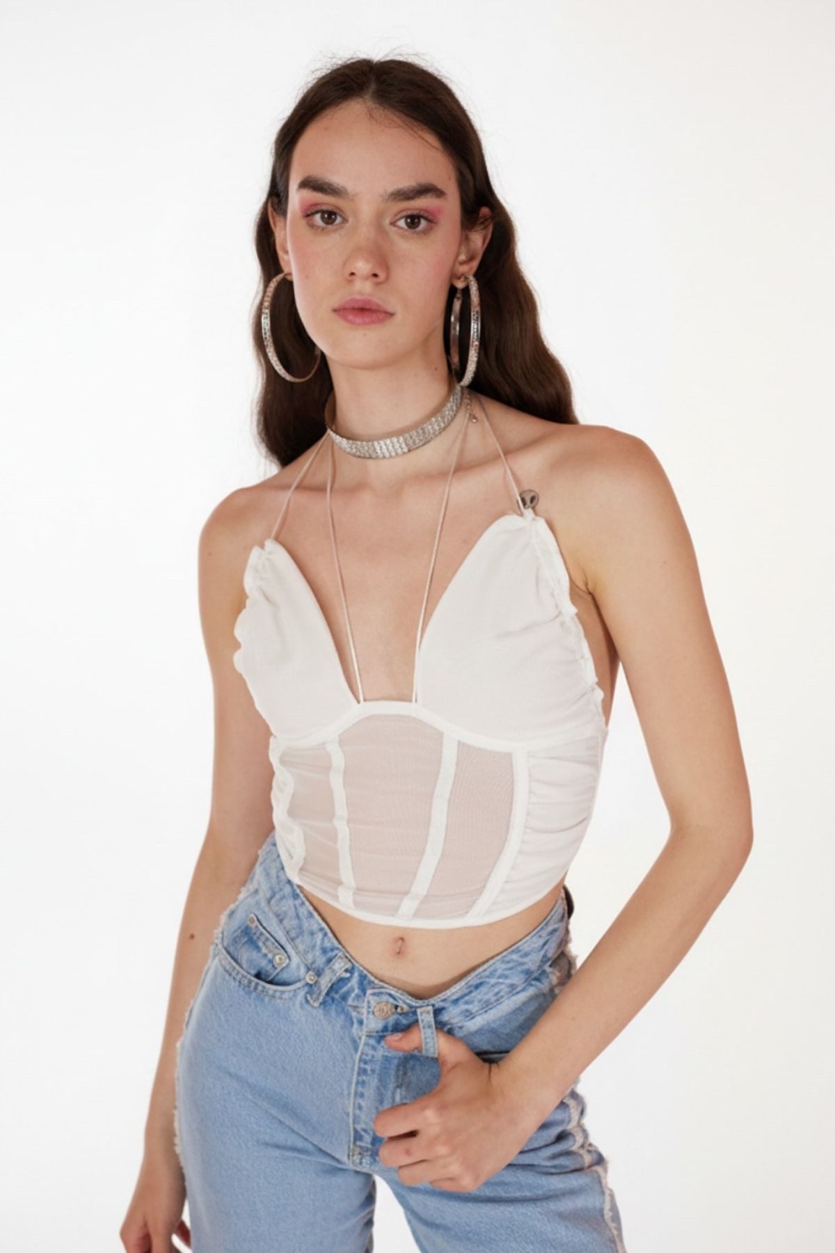 HOLLY LOLLY Blusentop Sasha Bluse mit Rückenschnürung
