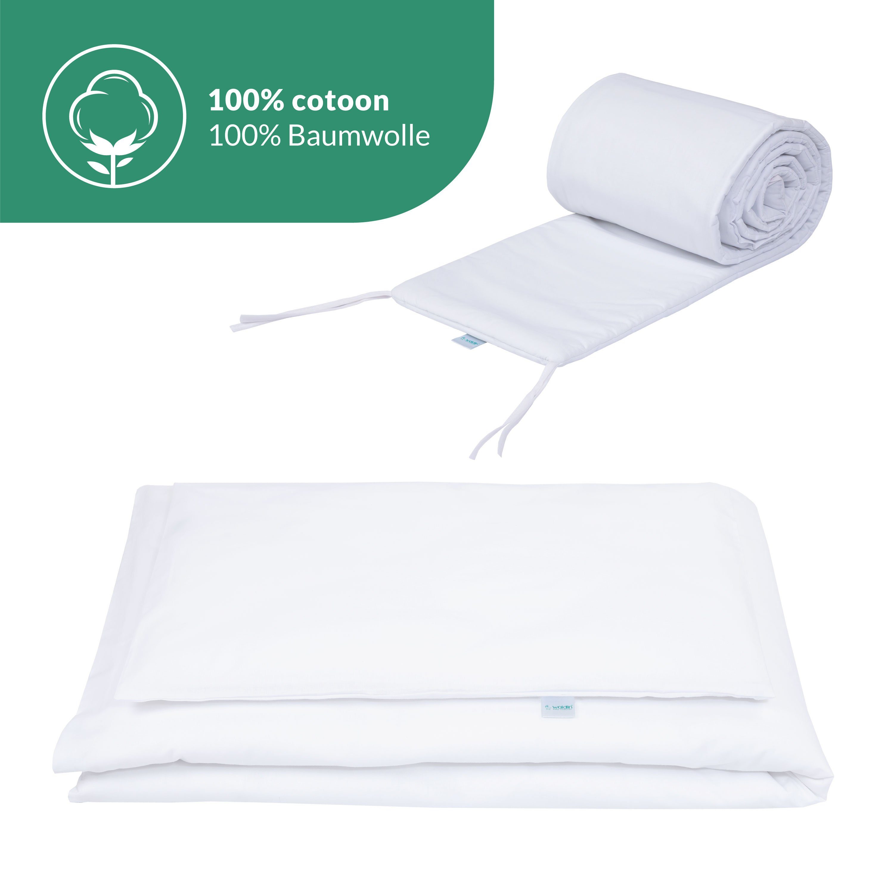 Waldin Babybett Mobiles Babybett aus Holz 7in1 mit Matratze, mitwachsend