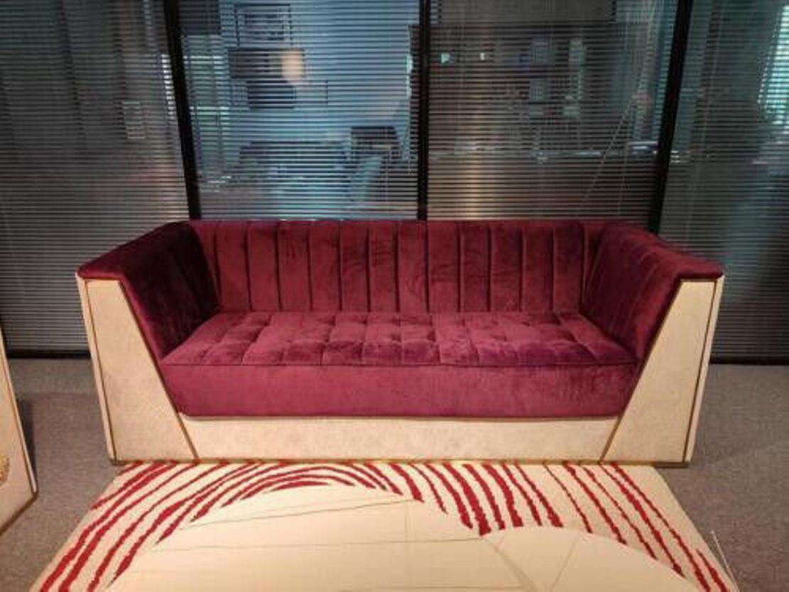 JVmoebel Sofa Luxus Dreisitzer mit Edelstahlelementen Modernes Design Neu, Made in Europe