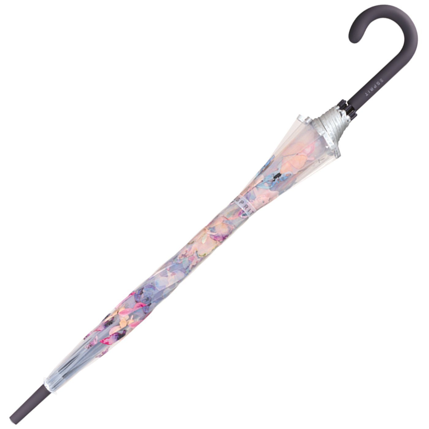 Esprit Stockregenschirm Glockenschirm mit Automatik transparent Butterfly Dance, durchsichtig