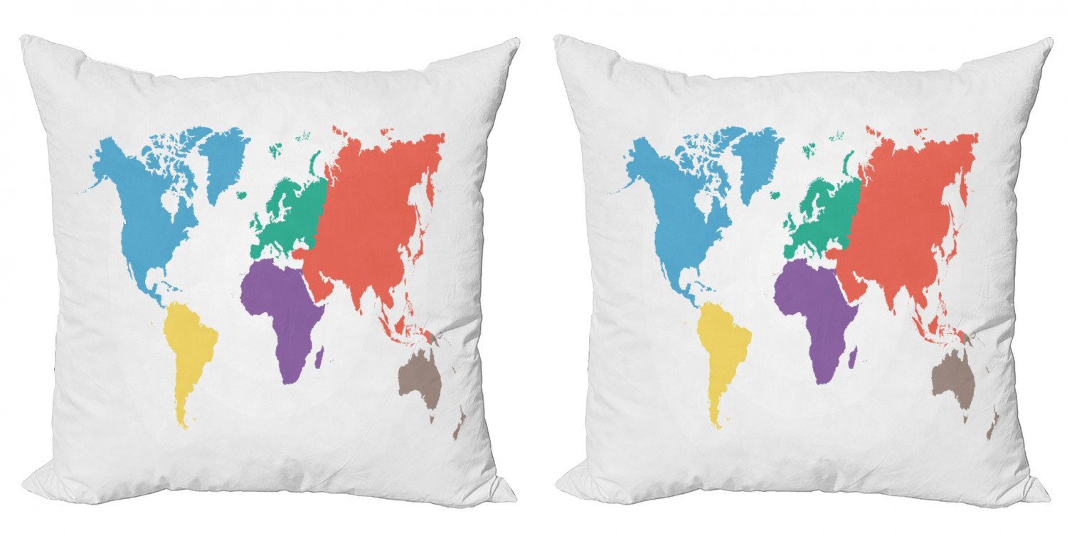 Globale Stück), Karte Accent Digitaldruck, Welt Kontinente Modern (2 Doppelseitiger Abakuhaus Kissenbezüge