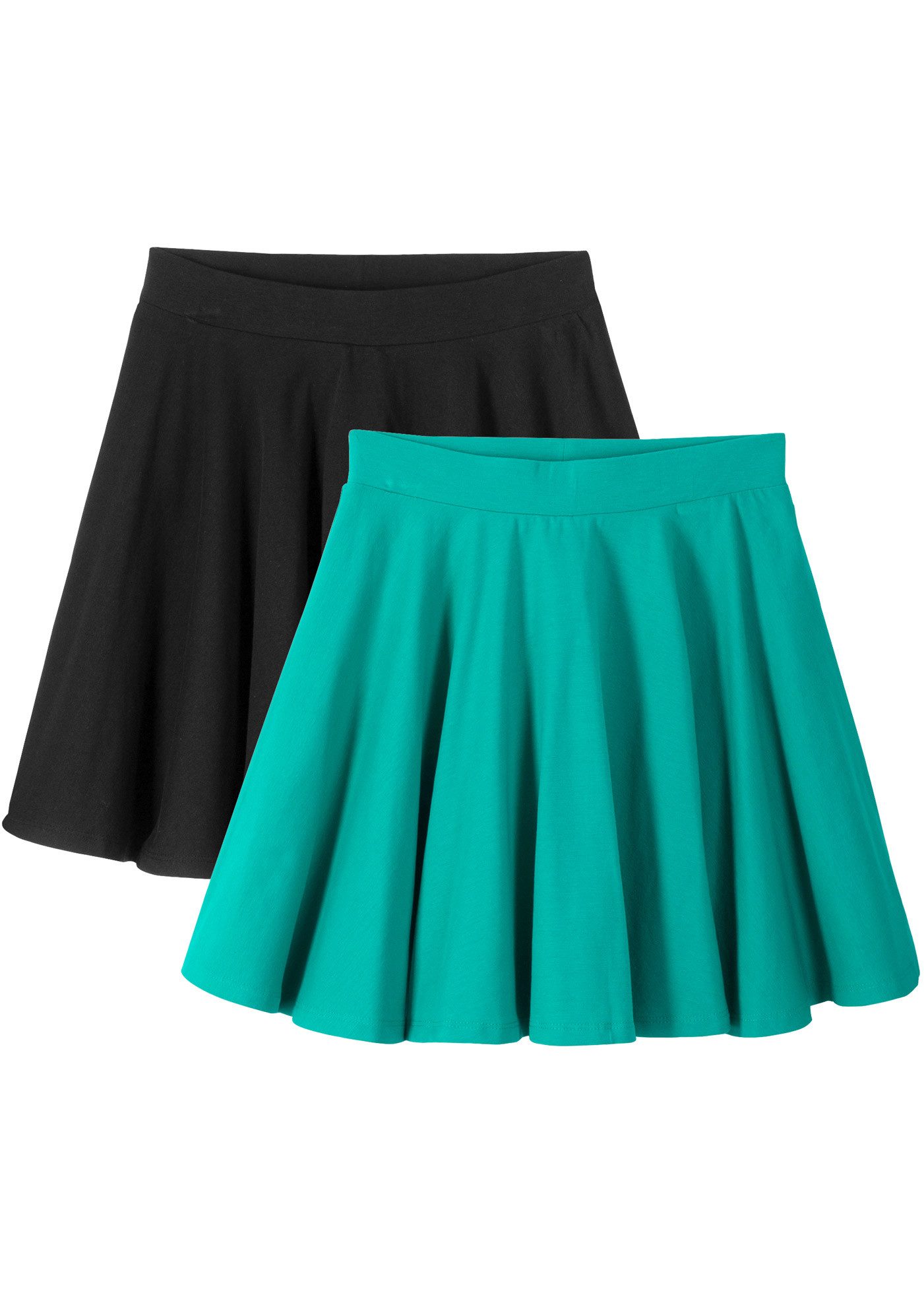 bonprix Jerseyrock (Packung, 2-tlg) weich fließendes Material, elastischer Bund, Regular Fit