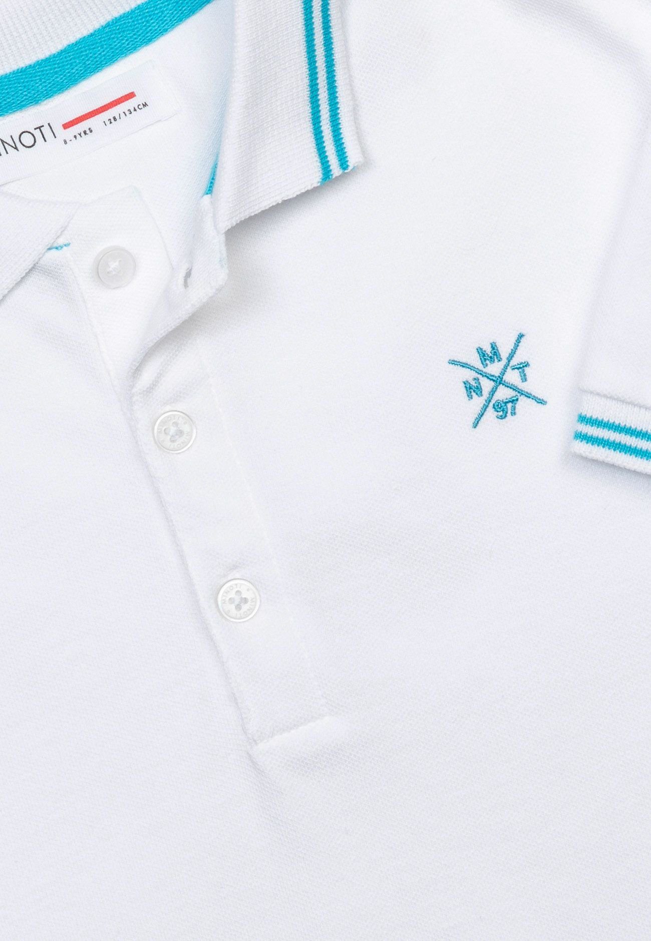 Poloshirt Weiß MINOTI mit Kontrastelementen Poloshirt (1y-14y)