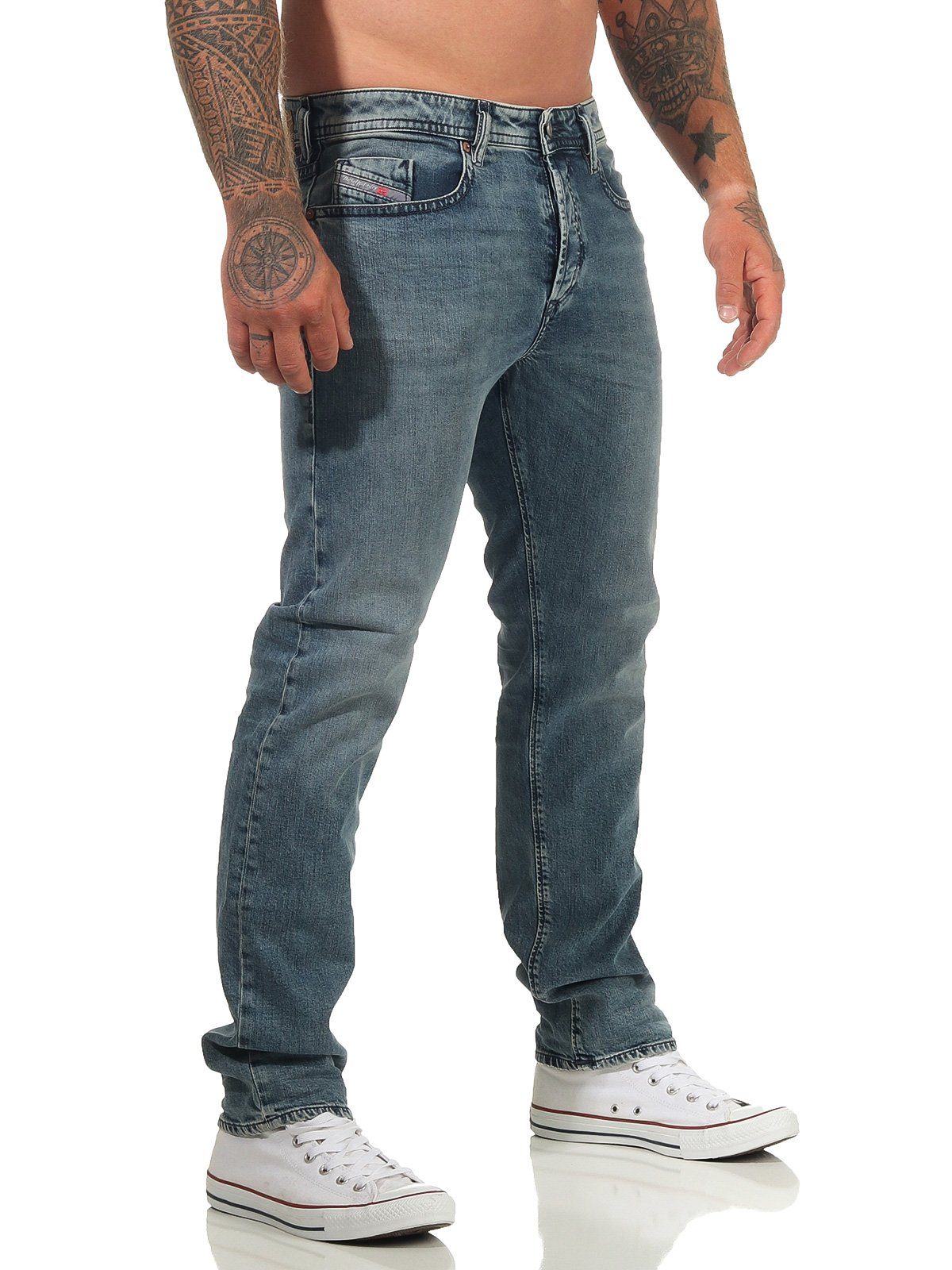Stretch, Regular-fit-Jeans Blau, Herren Used-Look Diesel Buster 5-Pocket-Style, 084UX