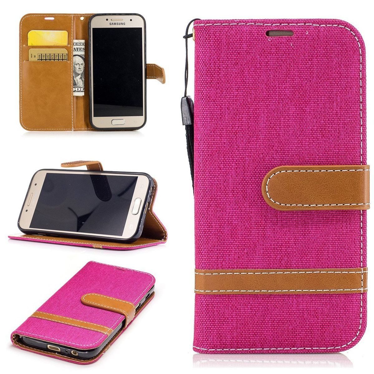 König Design Handyhülle Samsung Galaxy A3 (2017), Samsung Galaxy A3 (2017) Handyhülle Bookcover Rosa