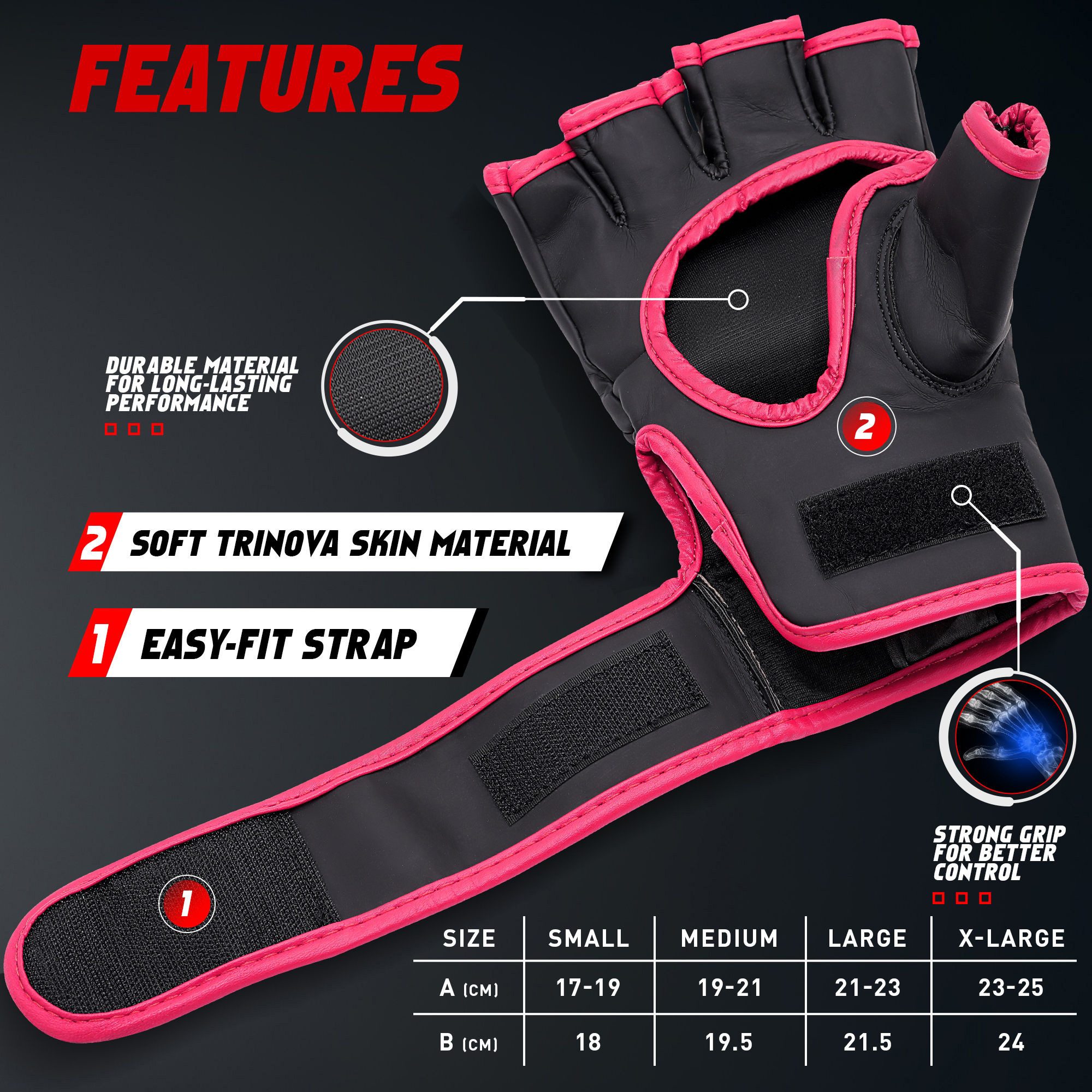 JAG GEARS MMA-Handschuhe MMA-Handschuhe Boxen Kickboxen Grappling und Sparring Handgelenkschutz (Set), Open-Palm MMA Gloves mit High-Density Knöchel- & Handschutz