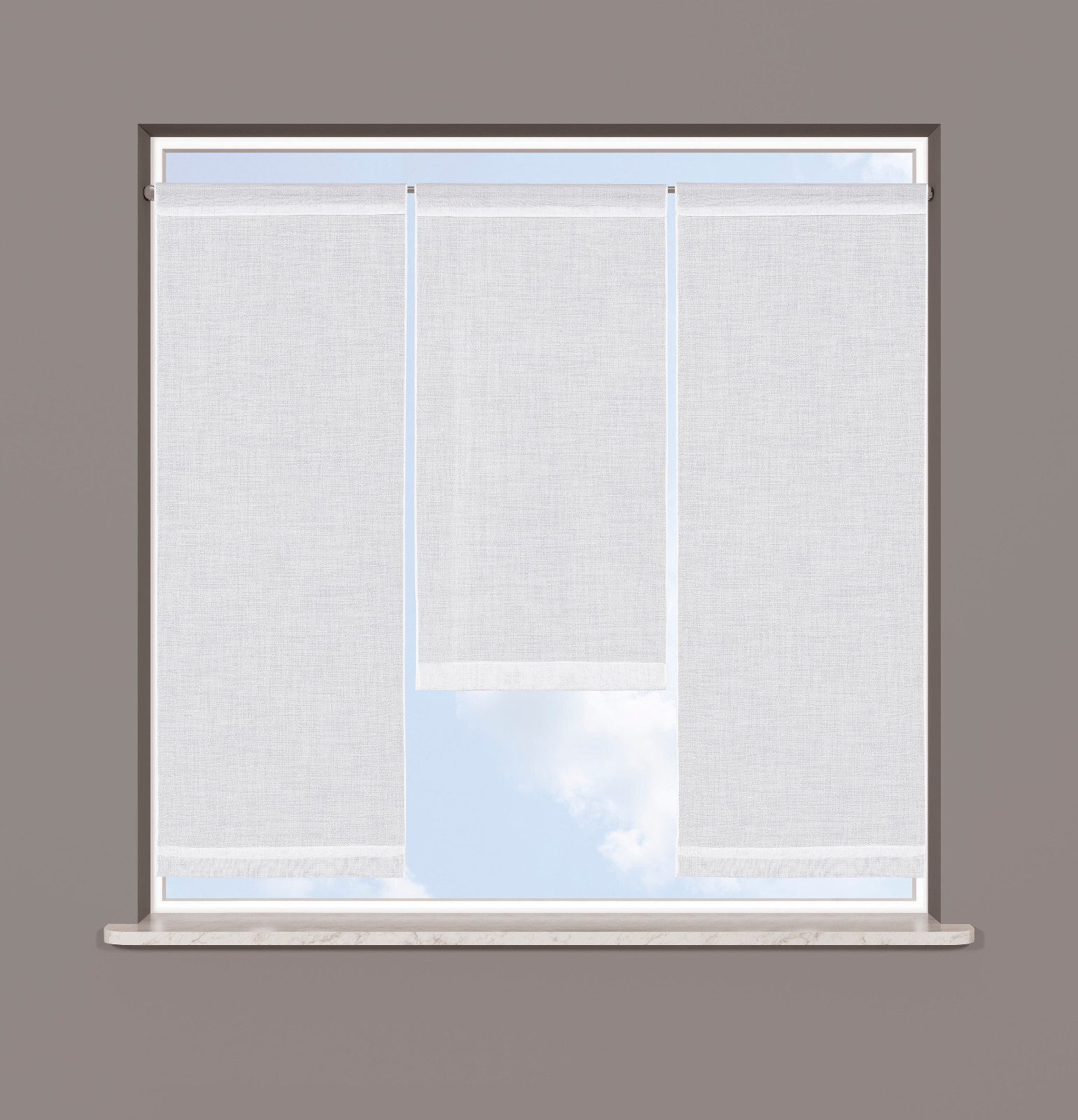 Clever-Kauf-24 Scheibengardine 3-teiliges Mini-Flächenvorhang-Set in uni we günstig online kaufen