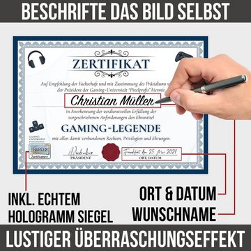 Tigerlino Poster Gamer Geschenk Geburtstag Sohn Zocker Urkunde Zocken lustig Gaming