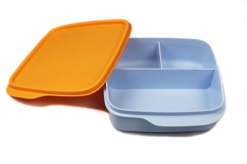 TUPPERWARE Lunchbox Clevere Pause 550 ml lila mit Trennwand SPÜLTUCH