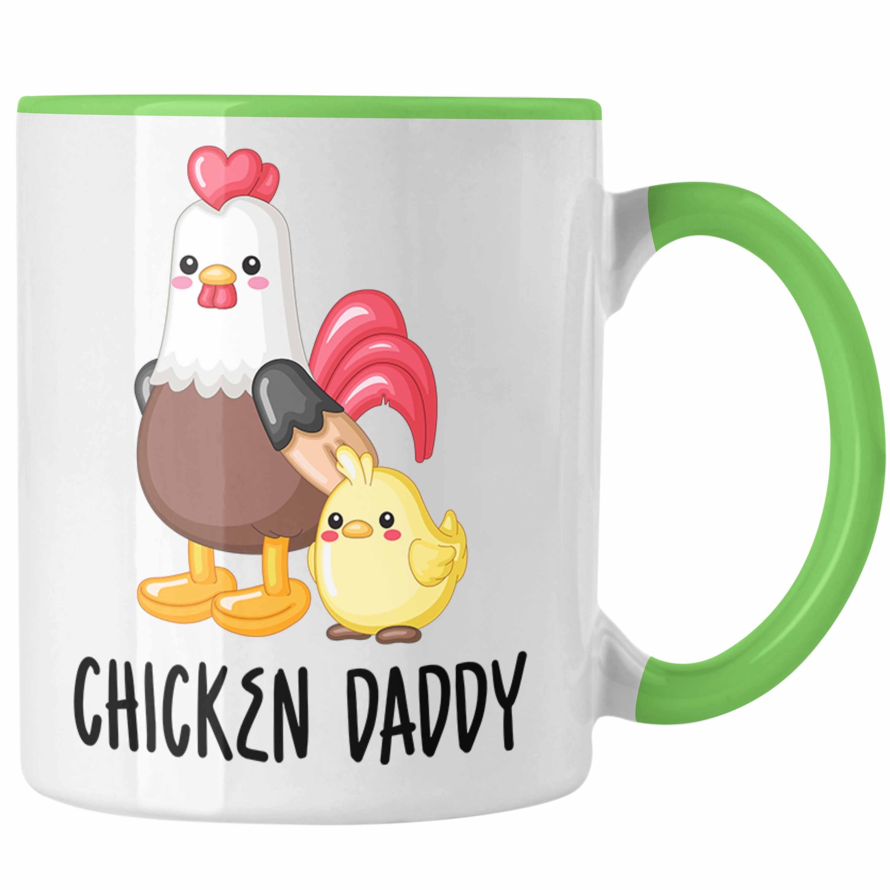 Trendation Tasse "Chicken Daddy" Tasse Lustiges Geschenk für Bauer Landwirt Grün