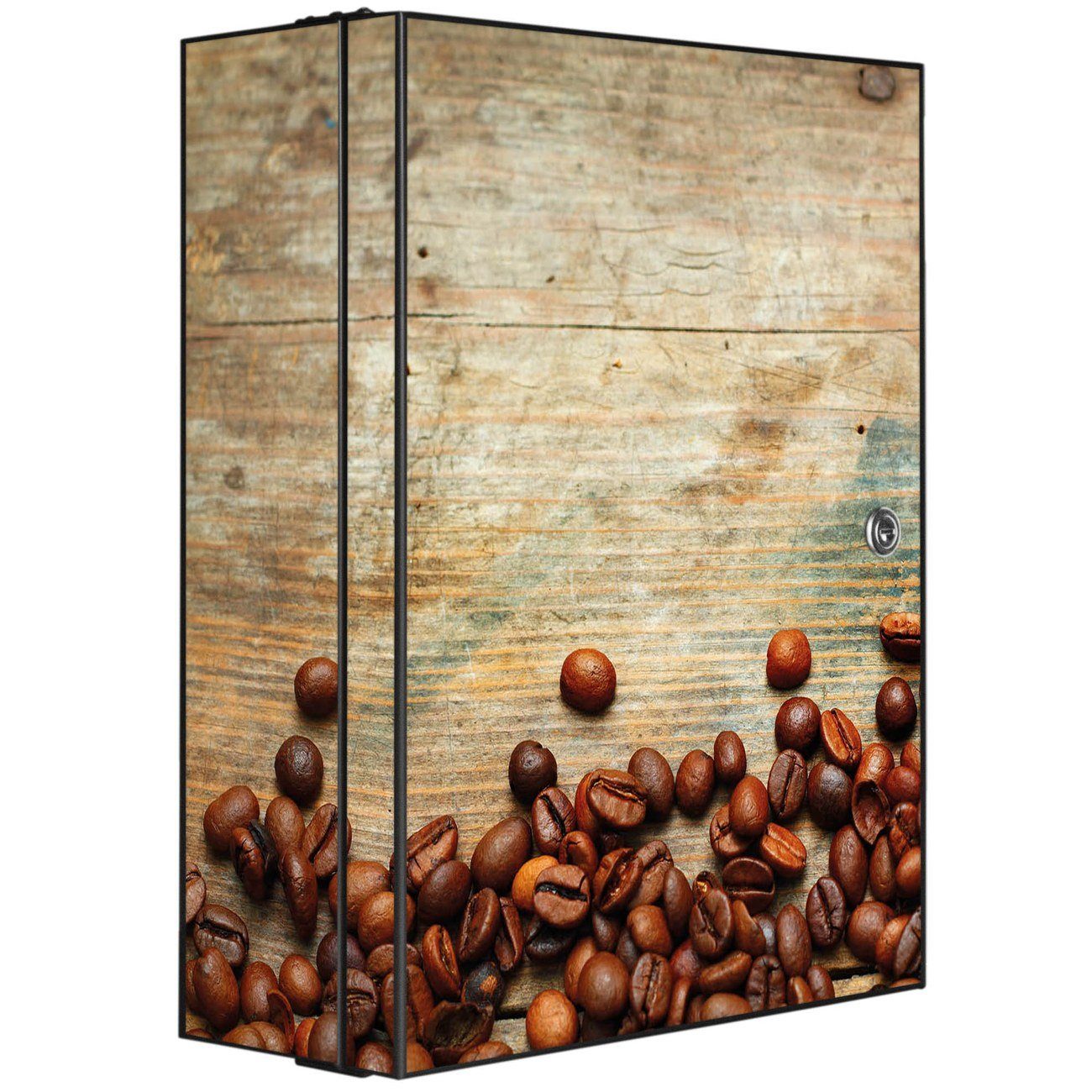 banjado Medizinschrank Stahl Kaffeebohnen (abschließbar, 3 große und 2 kleine Fächer) 35 x 46 x 15cm schwarz