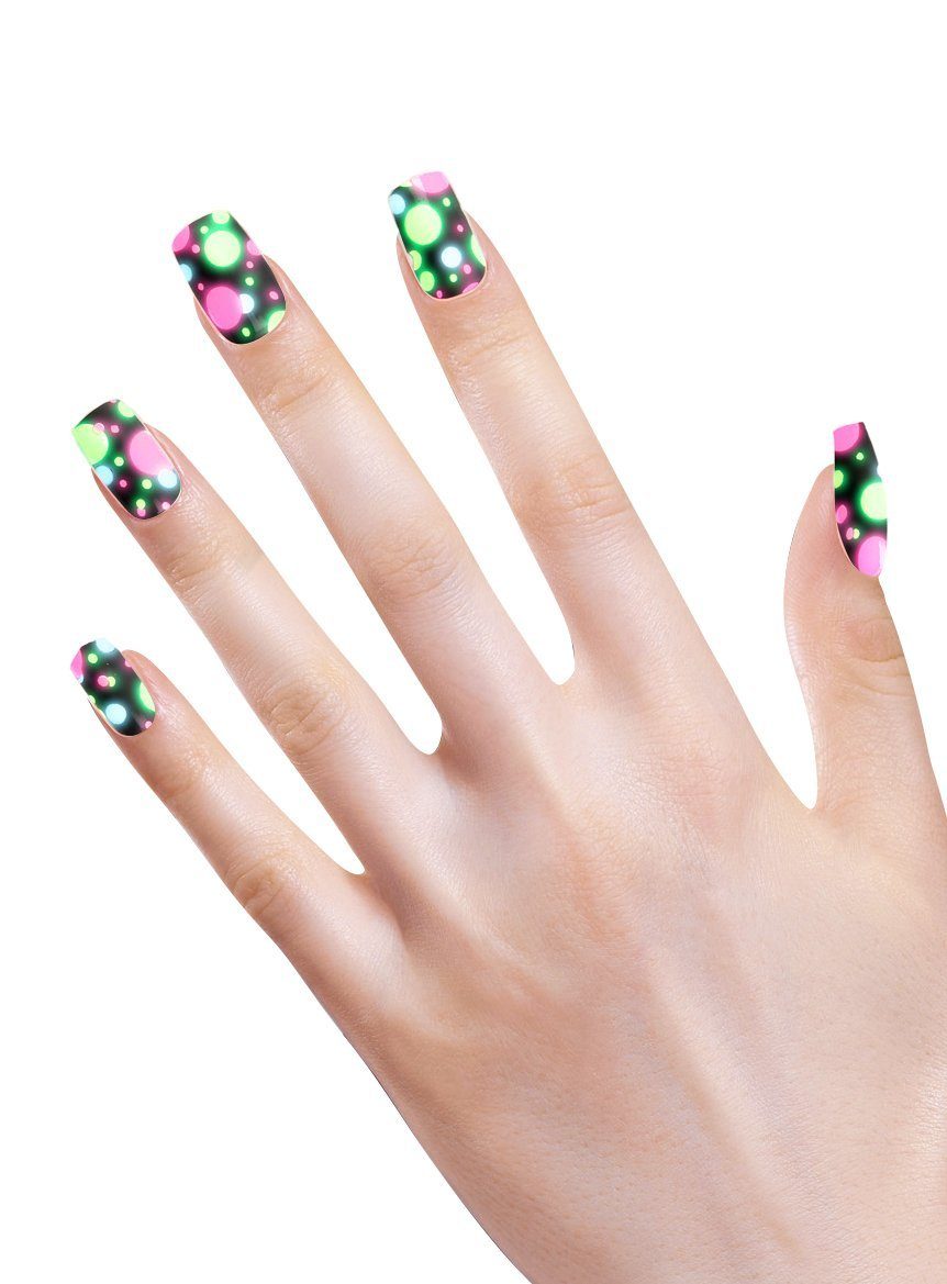 Widdmann Kunstfingernägel Neon Fingernägel Dots, zum Satz künstliche Aufkleben Fingernägel Ein