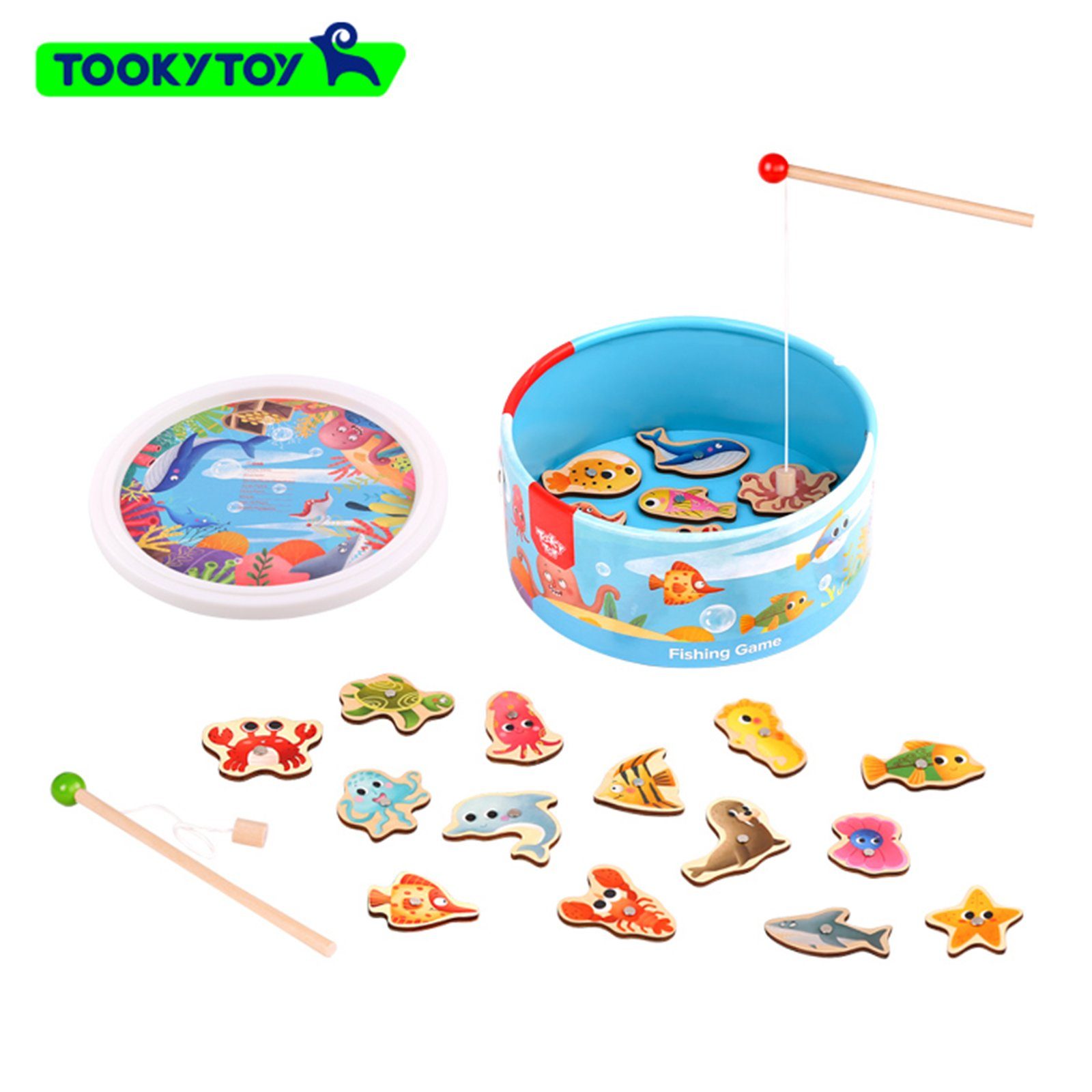 Tooky Toy Lernspielzeug Angelspiel mit magnet und Aufbewahrungsbox