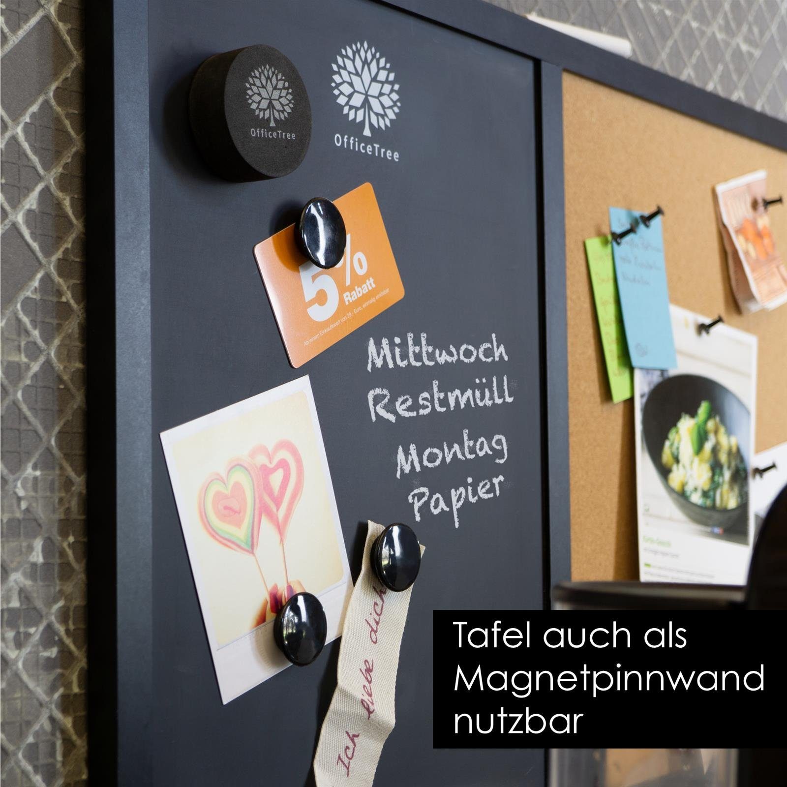 OfficeTree Wandtafel Kombitafel, (Set), Tafel Korkwand Memoboard mit Zubehör