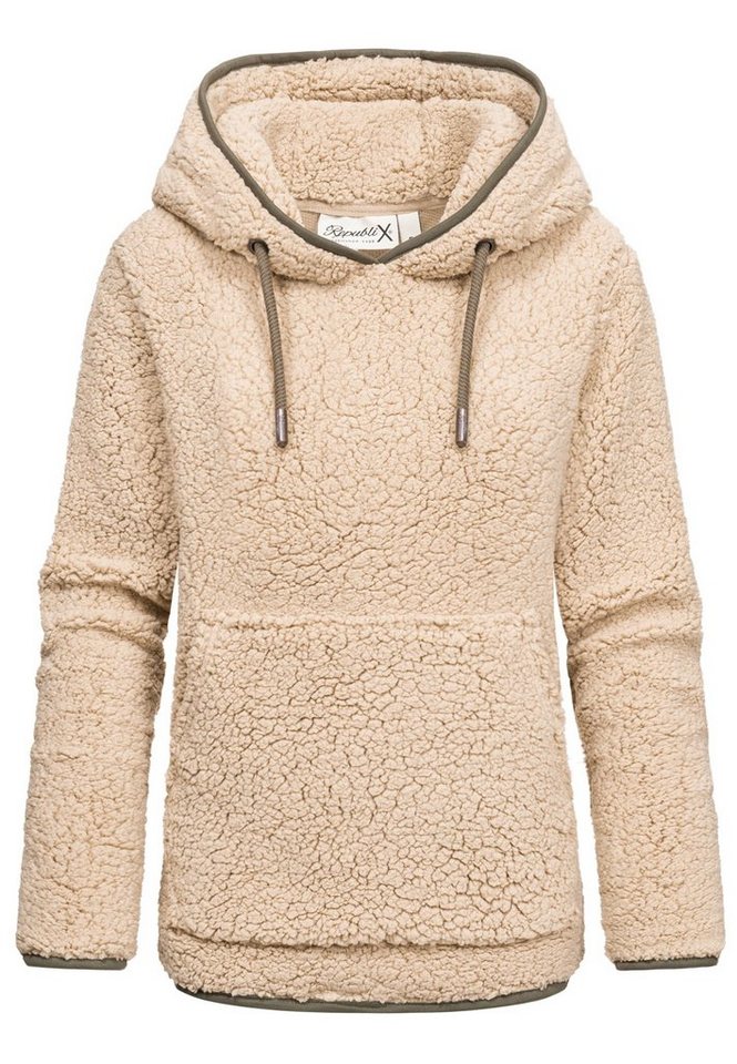 REPUBLIX Kapuzenpullover CAROL Damen Teddy Sweatjacke Plüsch Hoodie  Pullover Jacke