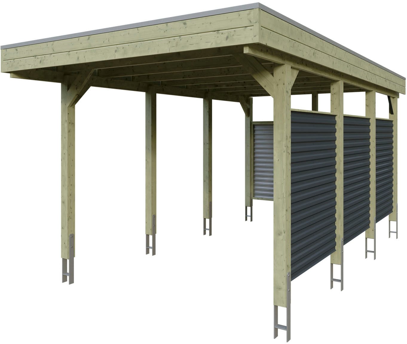 Skanholz Einzelcarport Friesland Set 11, BxT: 314x555 cm, 241 cm Einfahrtshöhe