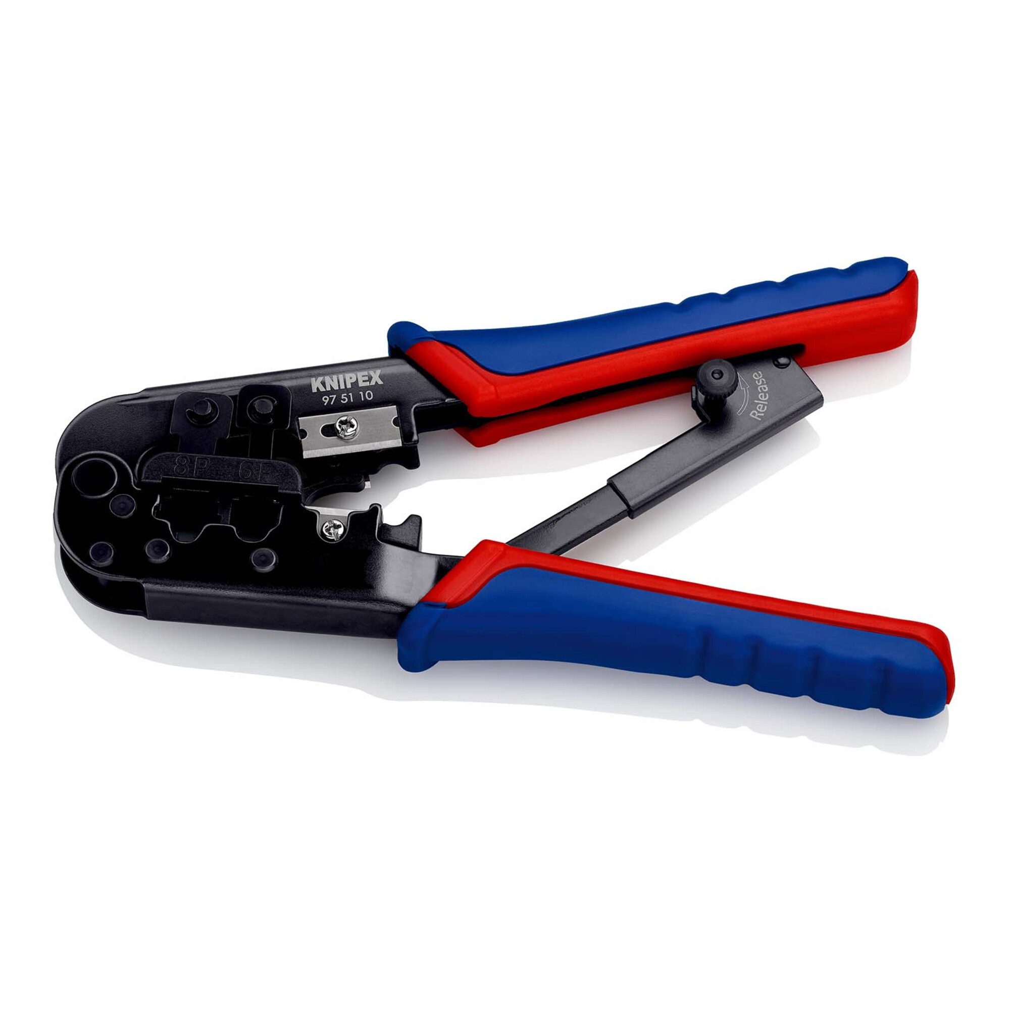 Knipex Crimpzange KNIPEX 97 51 10 Crimpzange für Westernstecker mit Mehrkomponenten-Hüll