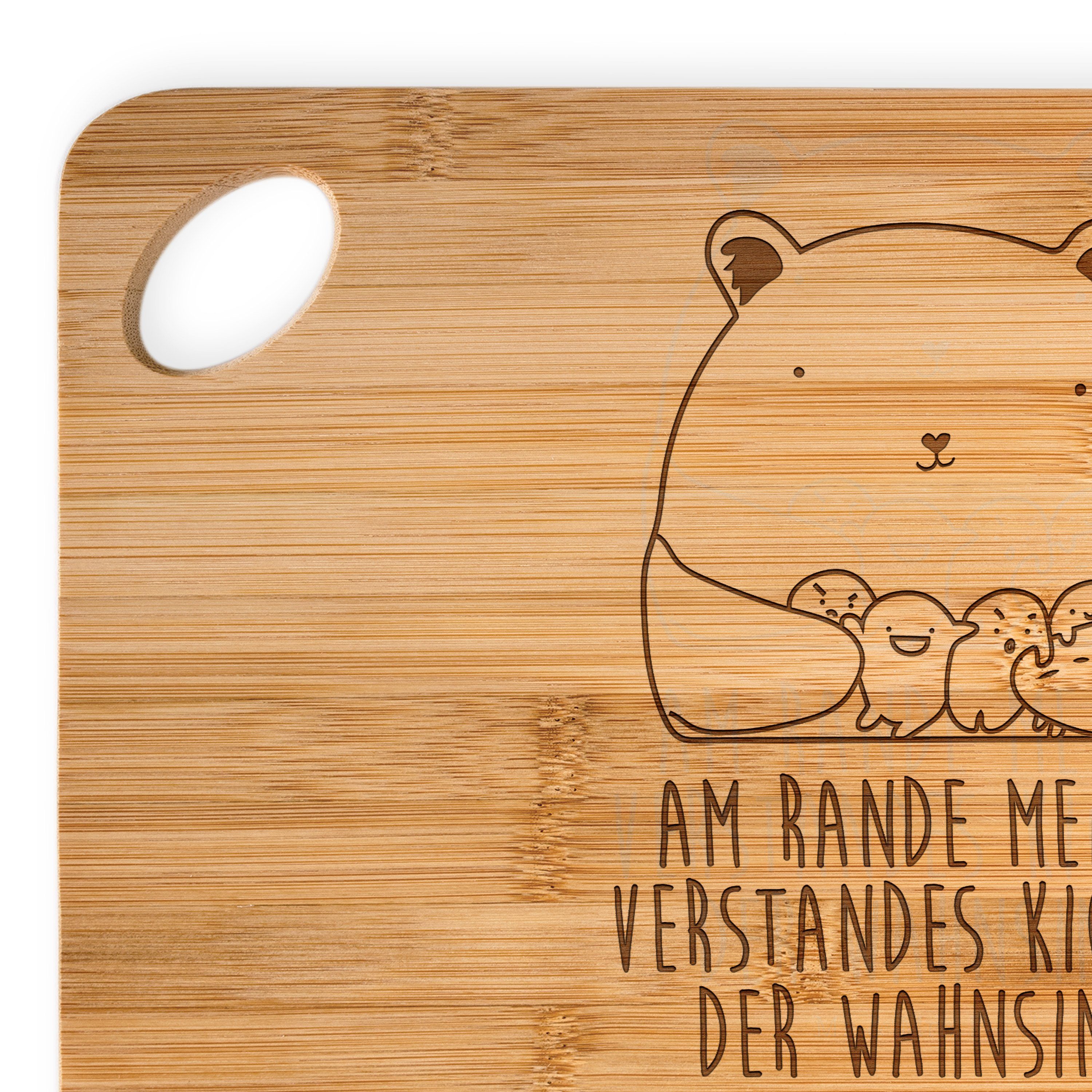 Teddy, (1-St) Bär Gefühl Mrs. Panda & Wahnsinn, Transparent Holzbrettchen, - Geschenk, Servierbrett Mr. - Bambus,