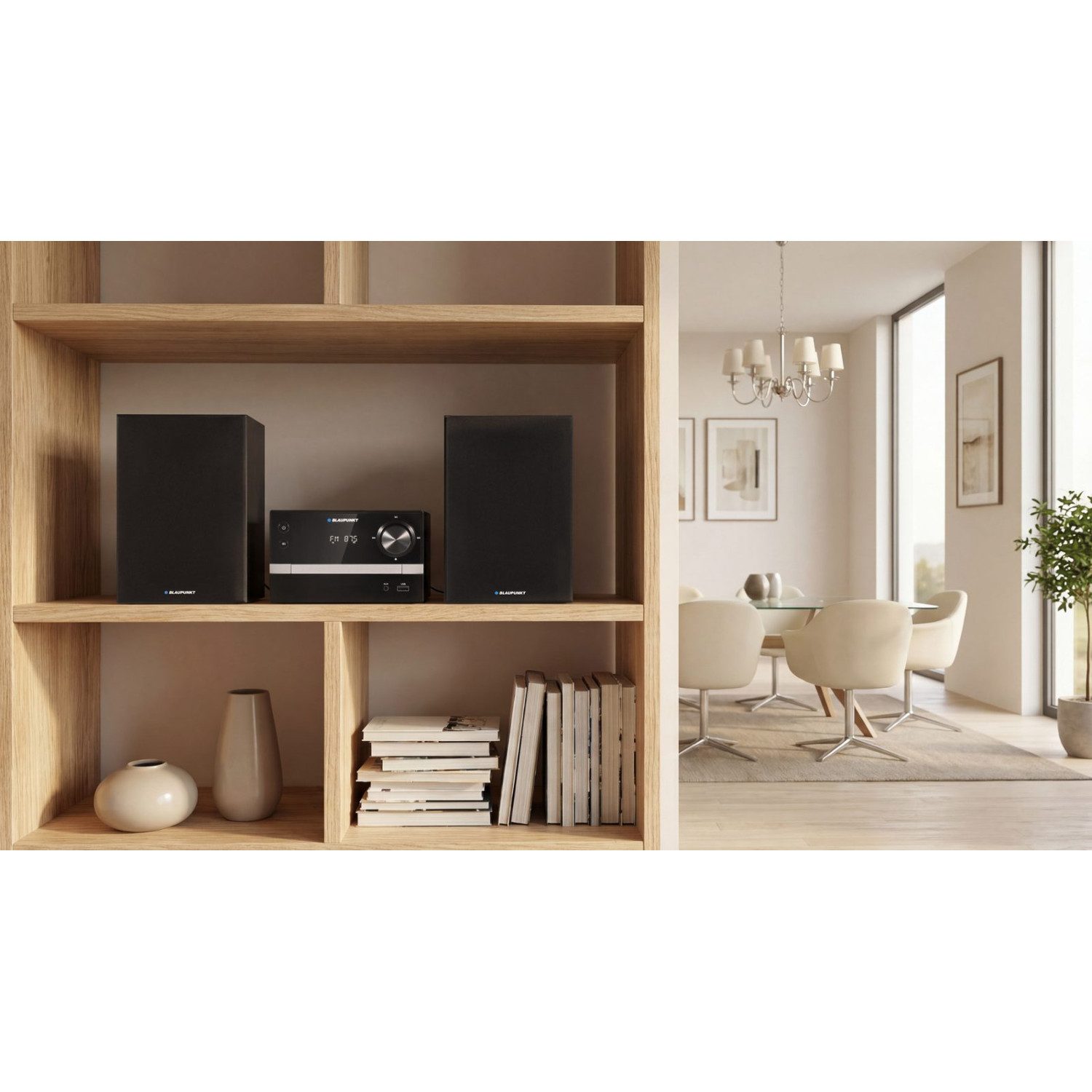 Blaupunkt Mikro-Stereoanlage MS9BT Stereoanlage (FM-Radio mit digitaler PLL-Synthese und Speicher für 40 Sender, 20 W, Bluetooth, FM-Radio, 20 W RMS Leistung, Uhr mit Weckfunktion)