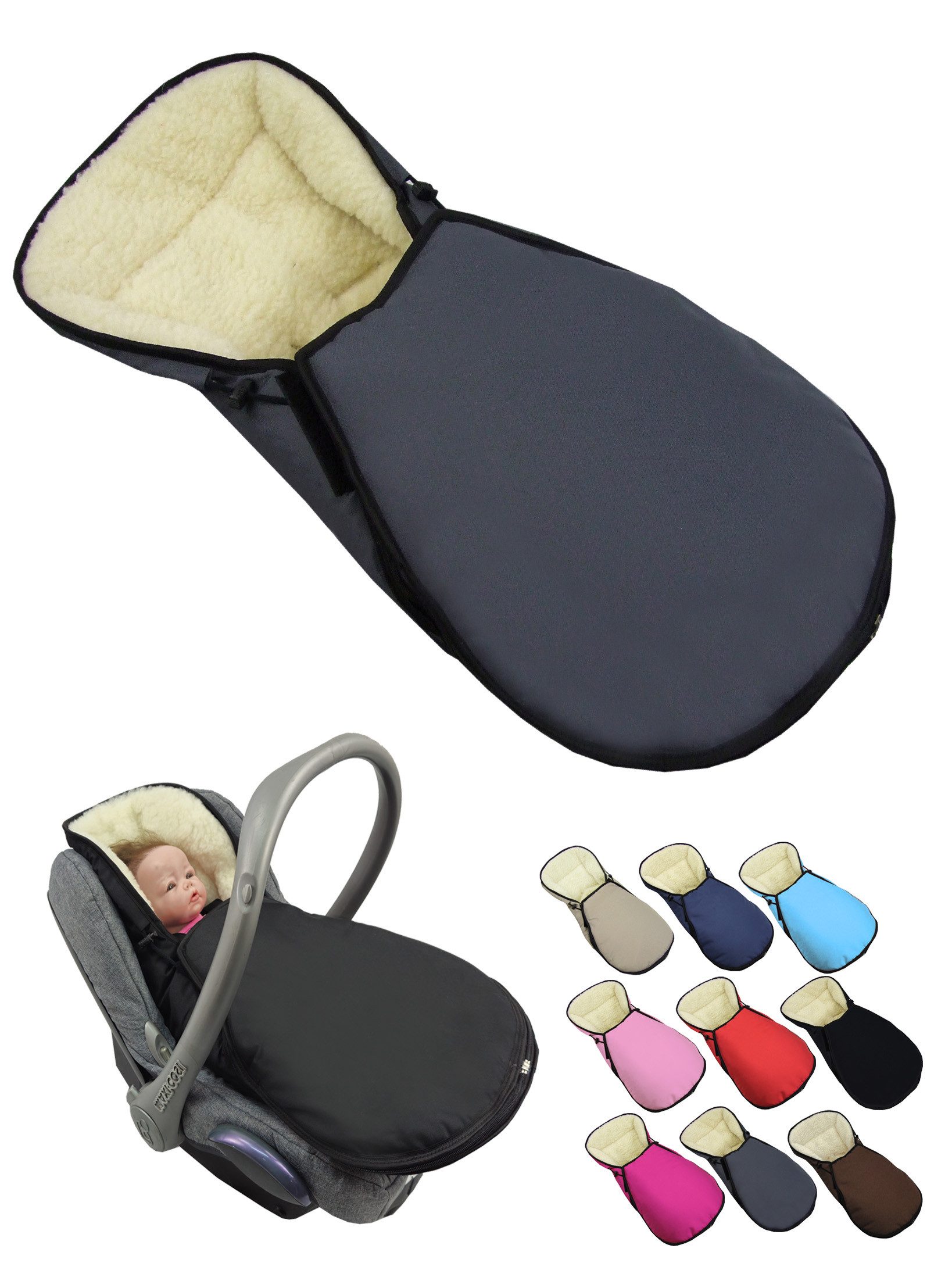 Fußsack Winterfußsack für Babyschale kompatibel mit Maxi-Cosi mit Wolle