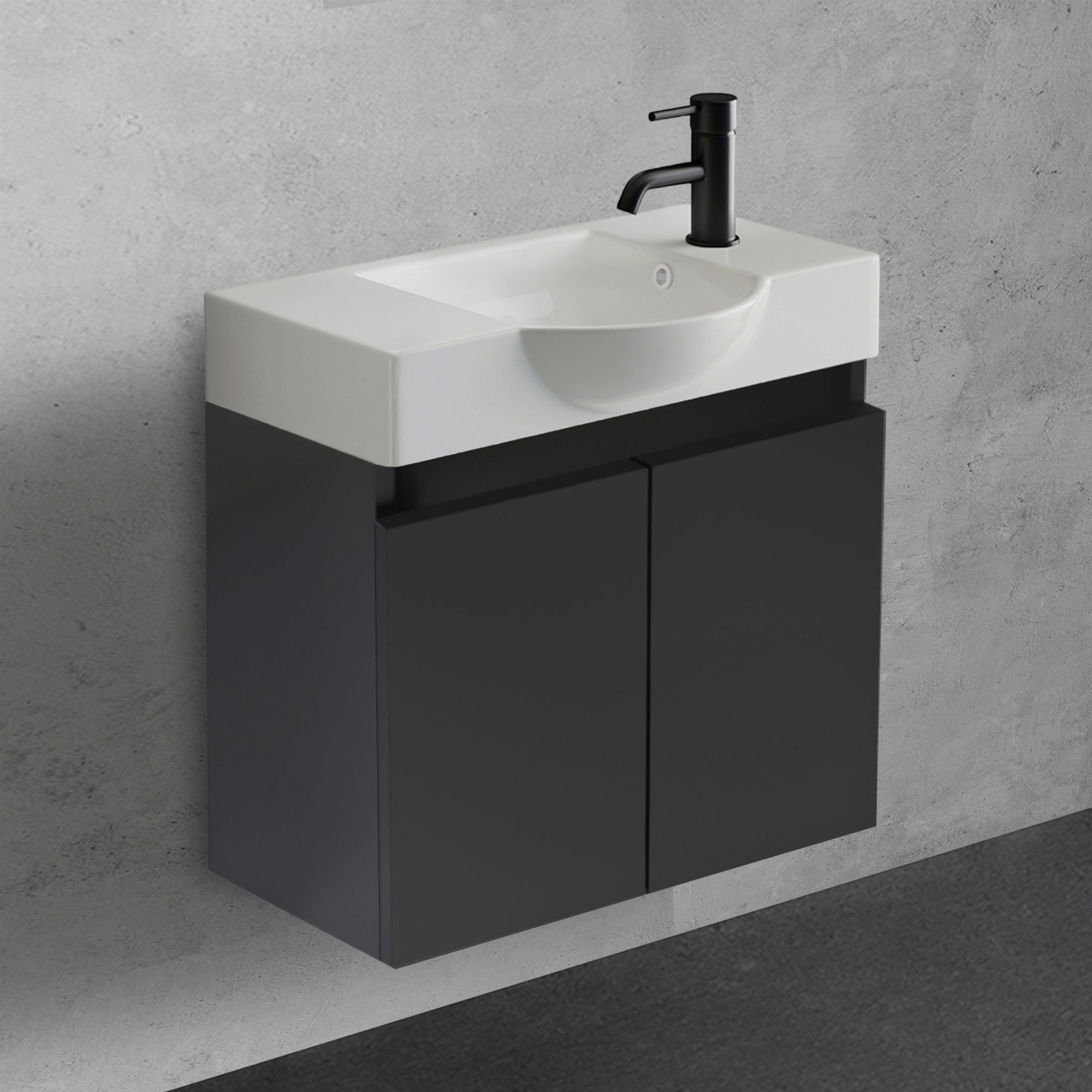 Alpenberger Badmöbel-Set Gäste WC Waschbecken mit Unterschrank 55 cm Breit, günstig online kaufen