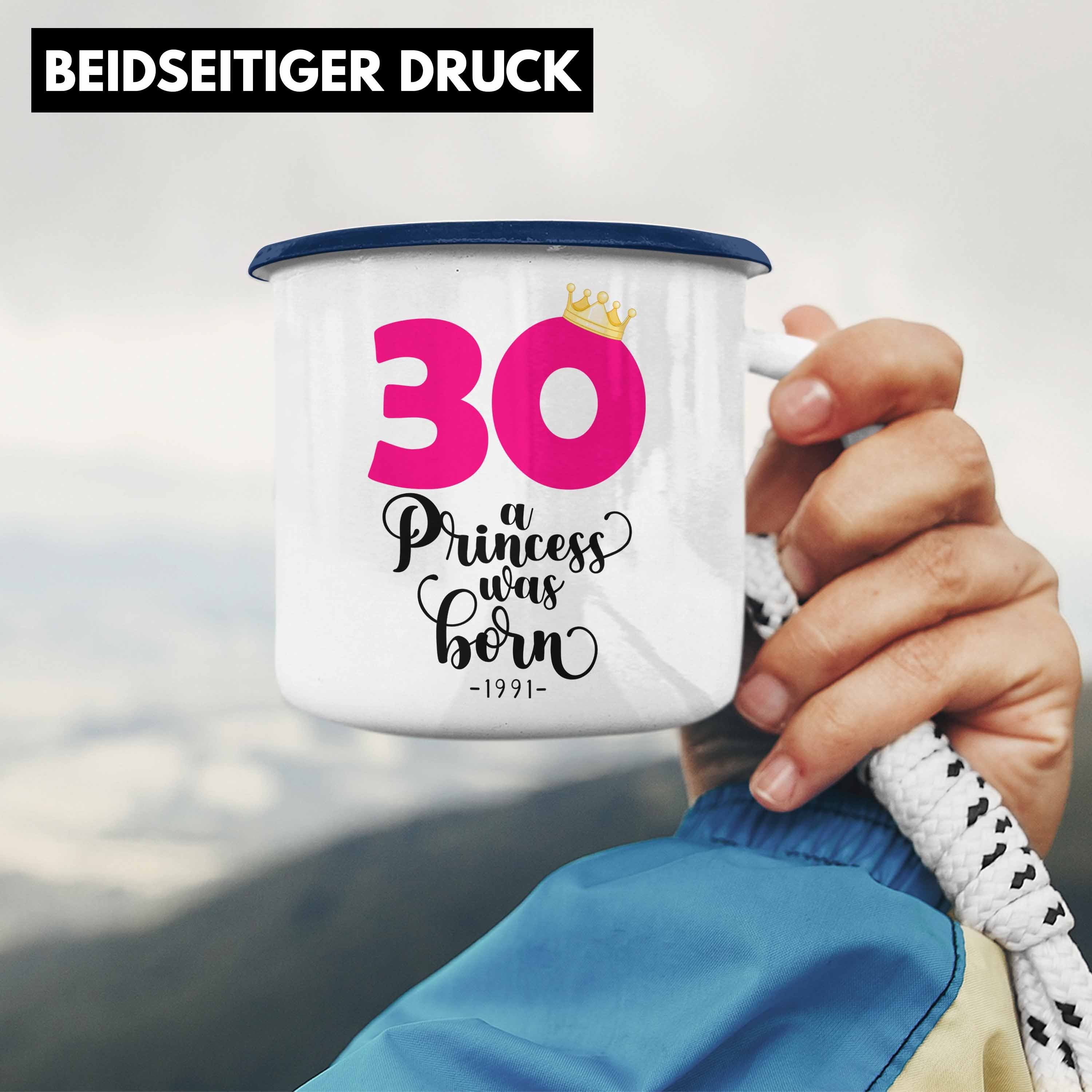 Trendation Thermotasse Trendation Frau Tasse 30er Lustig - Geschenkidee 30. Emaille Blau Geschenke Geburtstag Geschenk 30 Mutter Frauen