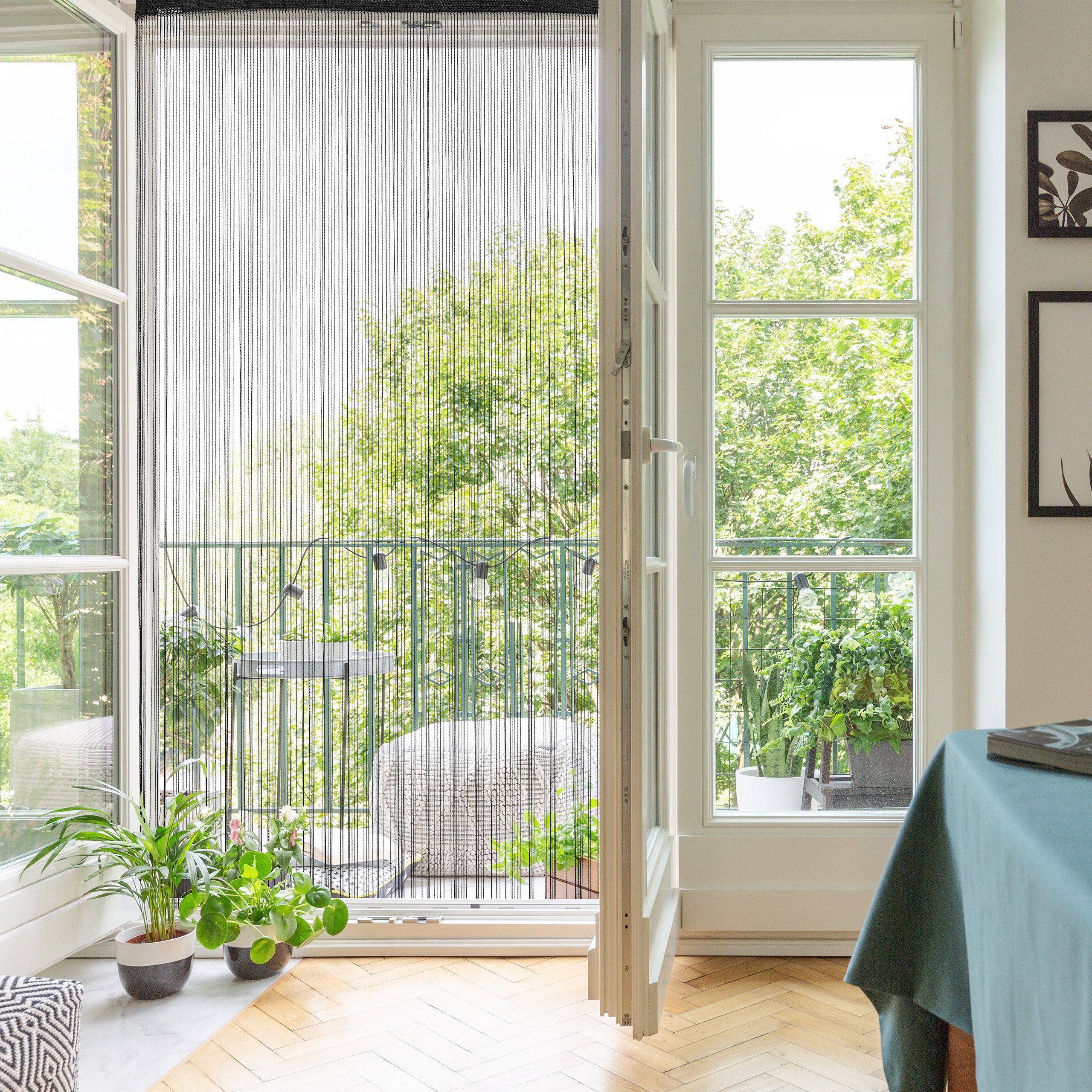 relaxdays Fadenvorhang schwarz, 1er Pack 145x245cm günstig online kaufen