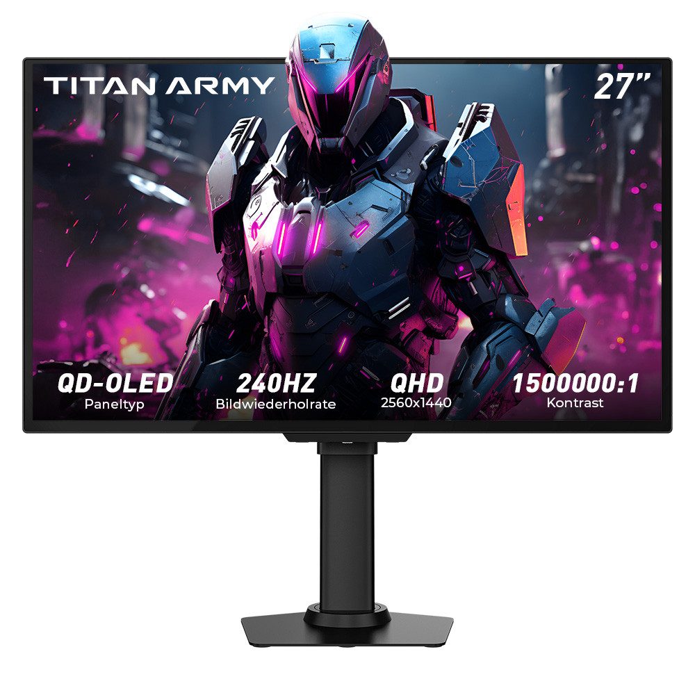 TITAN ARMY G2785S 16:9 QD-OLED QHD 240Hz Gaming-Monitor (2560 × 1440 px, 0.03 ms Reaktionszeit, 240 Hz, QD-OLED)