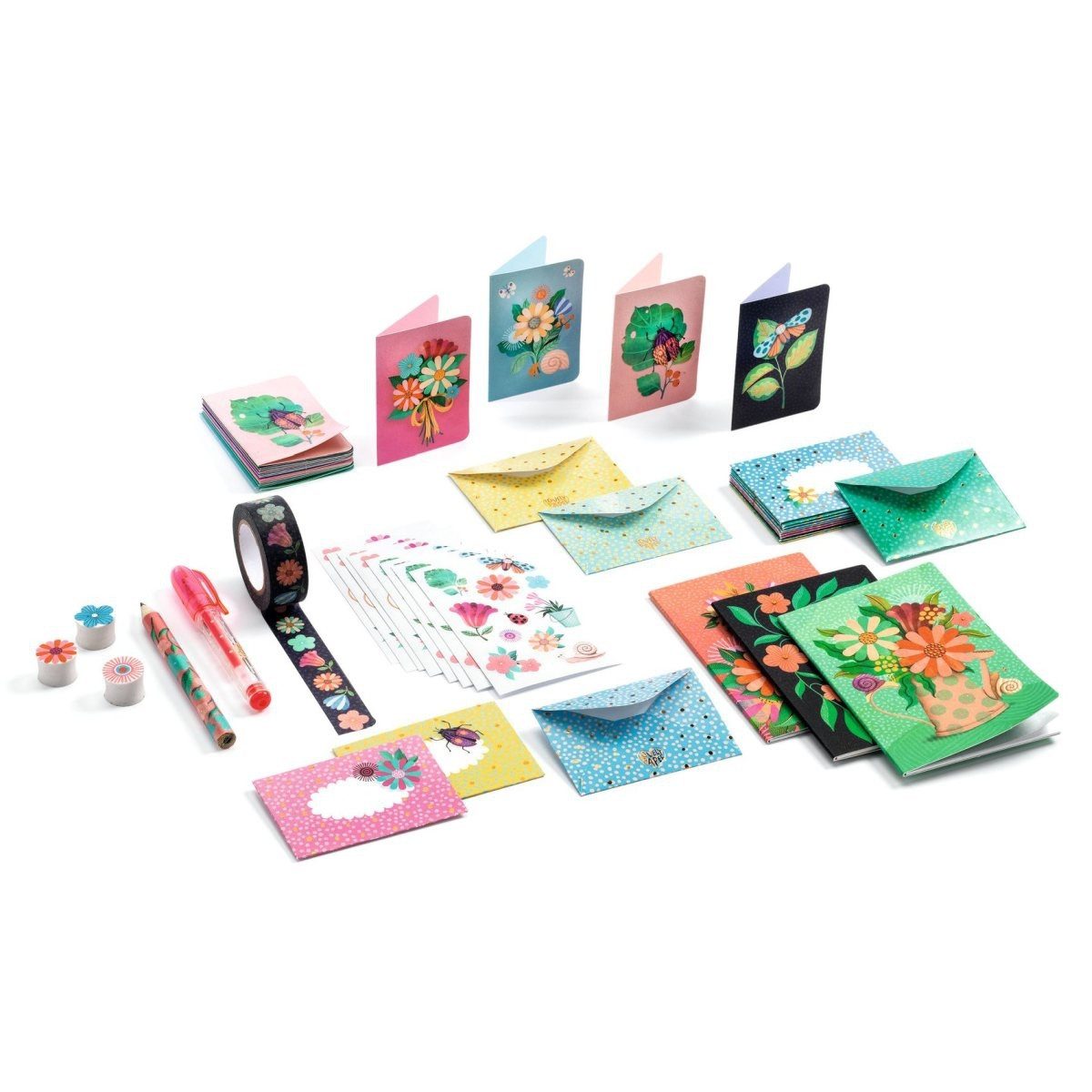 DJECO Notizbuch Mini Korrespondenzbox Schreibwarenset Aufbewahrungsbox