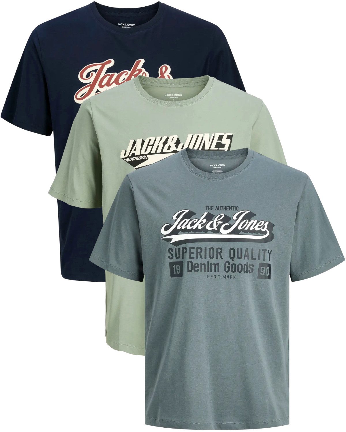 Jack & Jones PlusSize Print-Shirt (Spar-Set, 3er-Pack) Big Size Shirt Übergrößen Shirt