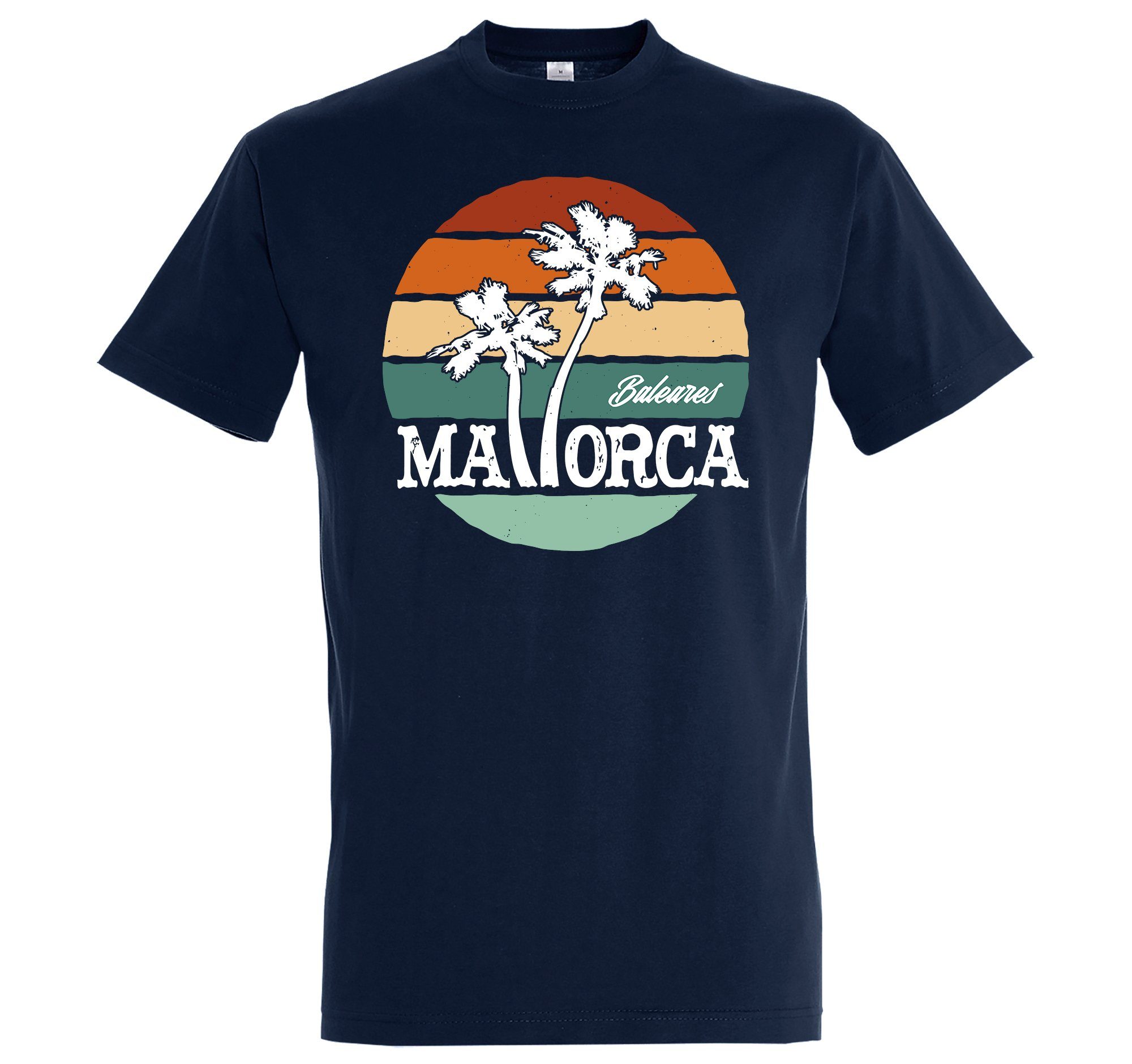 Frontprint Mallorca mit Herren trendigem T-Shirt Youth Navyblau Designz Shirt