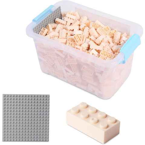 Katara Konstruktionsspielsteine Bausteine Box-Set mit 520 Steinen + Platte + Box, (3er Set), 100% Kompatibel Sluban, Papimax, Q-Bricks, LEGO®